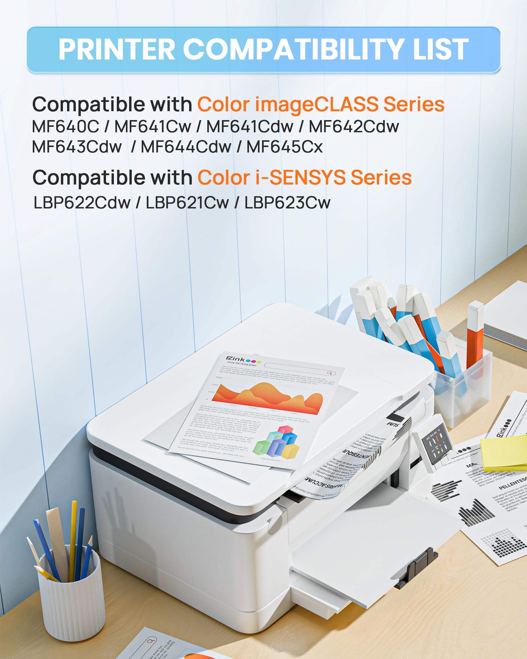 054 MF642cdw Toner Cartridge Compatible for Canon 054 054H Toner Cartridge Set for 054 Canon Toner Use with MF642Cdw MF644Cdw MF641Cw LBP622Cdw MF641Cdw LBP623Cdw LBP621Cw (Black Cyan Magenta Yellow) - Image 2