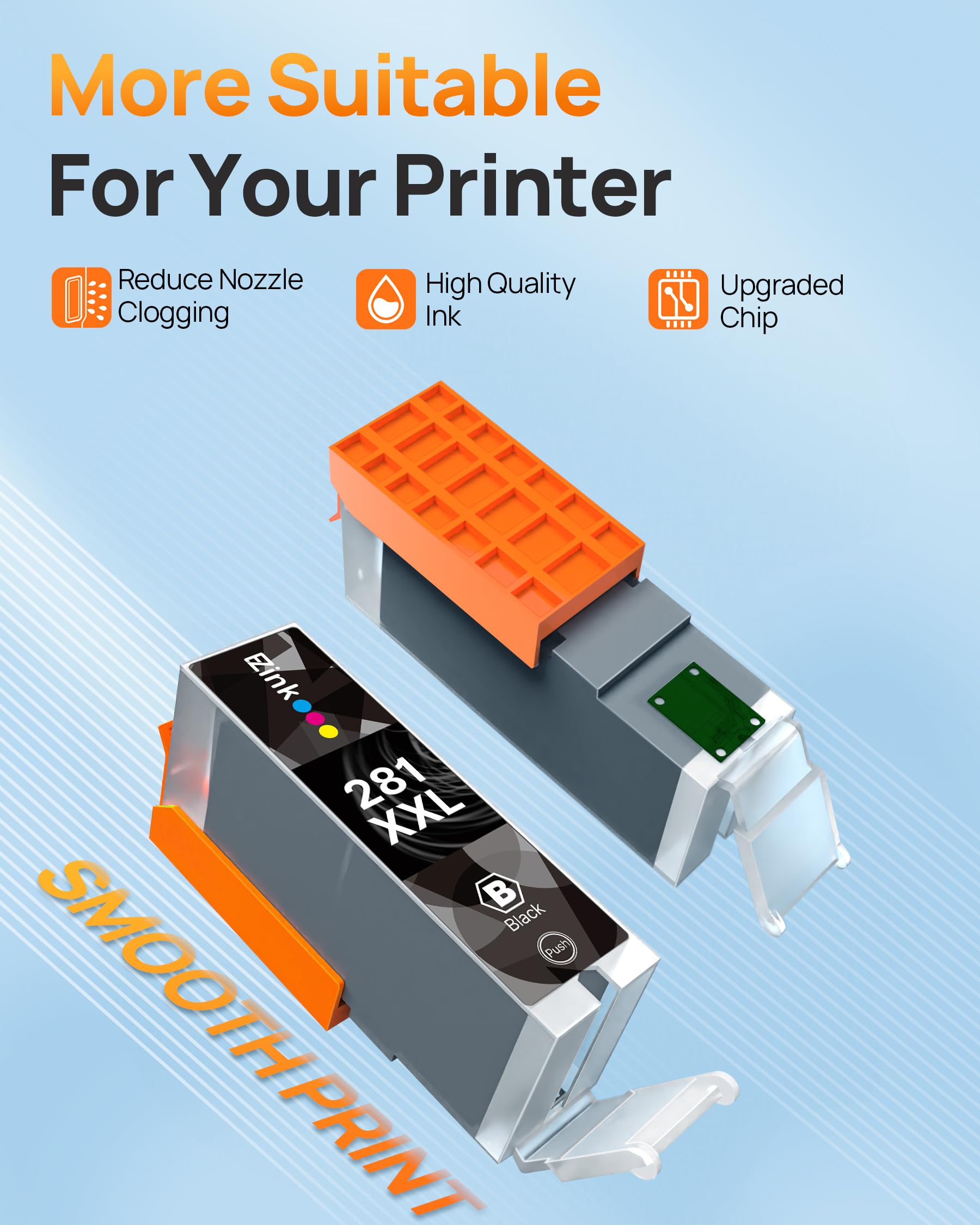 E-Z Ink Compatible Ink Cartridge Replacement for Canon 281 281XXL CLI-281XXL CLI-281 XXL Compatible with PIXMA TR7520 TR8520 TS6120 TS6220 TS6320 TS8120 TS9120 TS9521C TS702 Printer (4 Black) - Image 5