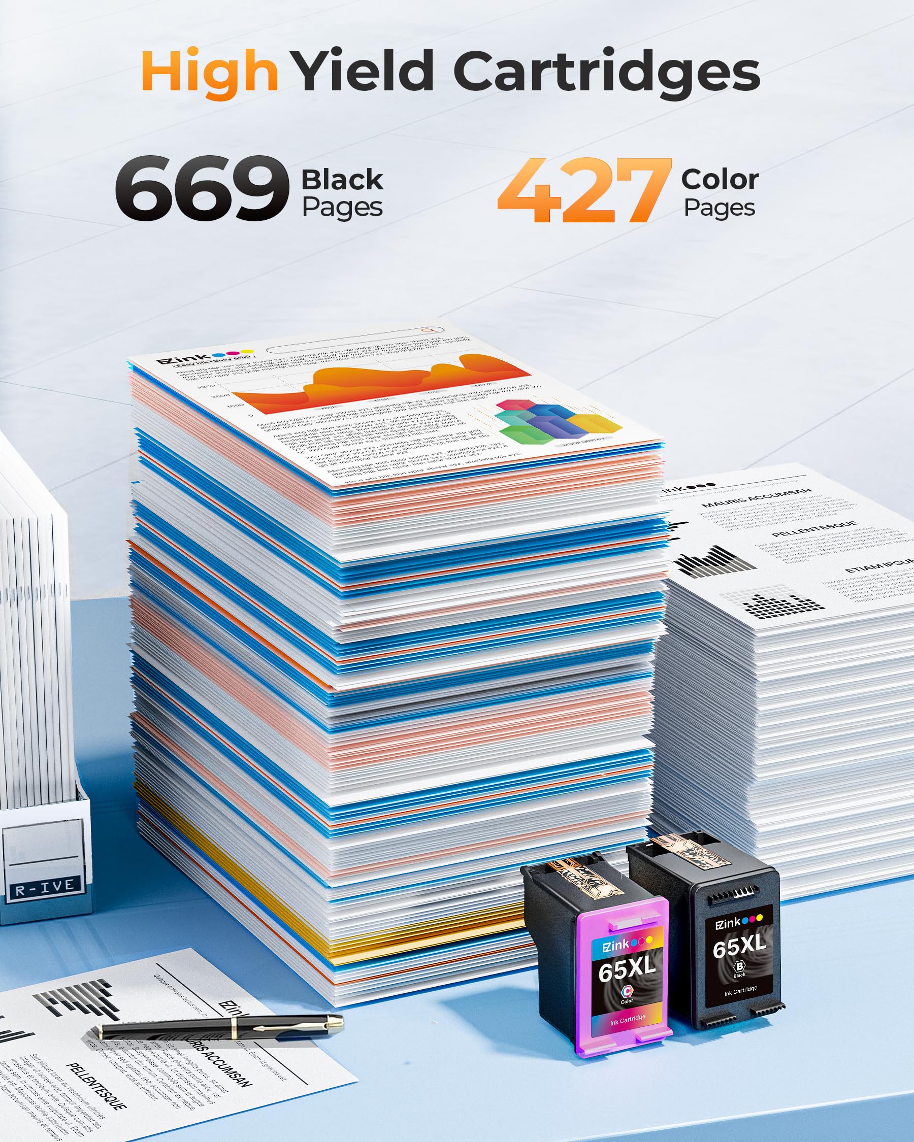 65XL 65 ink cartridges black/color combo pack Replacement for HP ink 65 65xl black and color ink cartridge work for HP Envy 5055 5000 5070 5052 5014 DeskJet 3755 3772 3700 3752 3722 2600 2622 (2 Pack) - Image 3