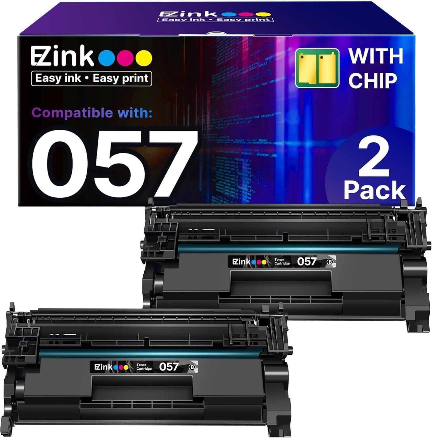 E-Z Ink 057 Toner Cartridges (with Chip) Replacement for Canon 057 Toner Cartridge CRG-057 057H Work with ImageCLASS MF445dw MF448dw LBP226dw LBP227dw LBP228dw Printer Laser Printer Ink(2 Black)