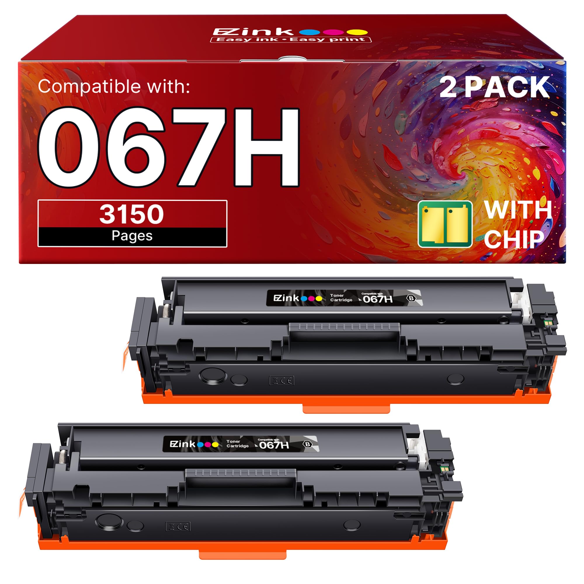 E-Z Ink 067H 067 Black Toner Cartridge Replacement for Canon 067 067H CRG-067 Toner High Yield to use with Canon ImageCLASS MF656CDW LBP632Cdw MF654CDW MF653Cdw LBP633CDW Printer with Chip (2 Pack)