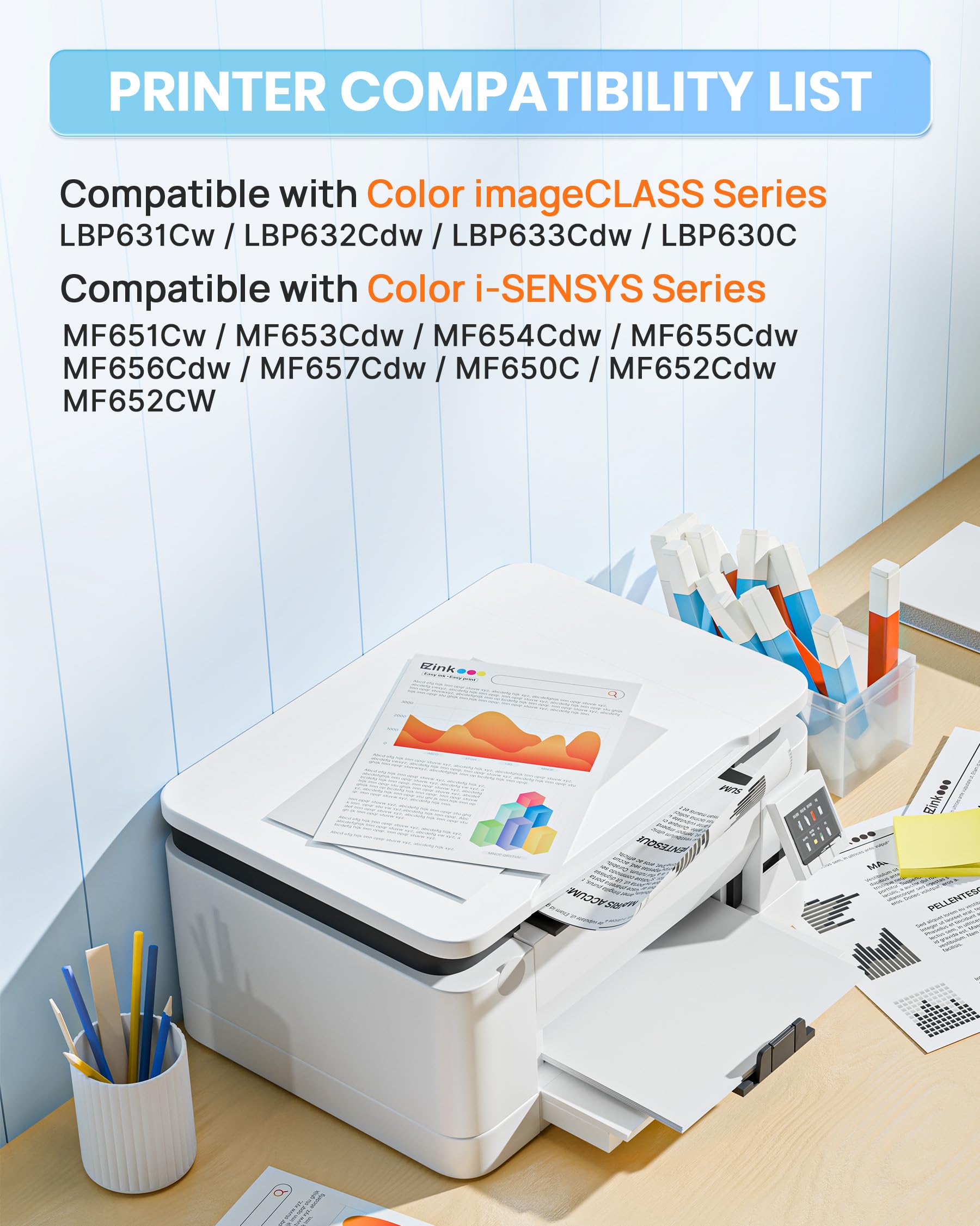 E-Z Ink 067H 067 Toner Cartridge with Chip Compatible for Canon 067H Toner Cartridge Set High Yield Cartridge 067 for Canon imageCLASS MF656Cdw MF654Cdw LBP632Cdw MF653Cdw Printer (BCMY, 4 Pack) - Image 2