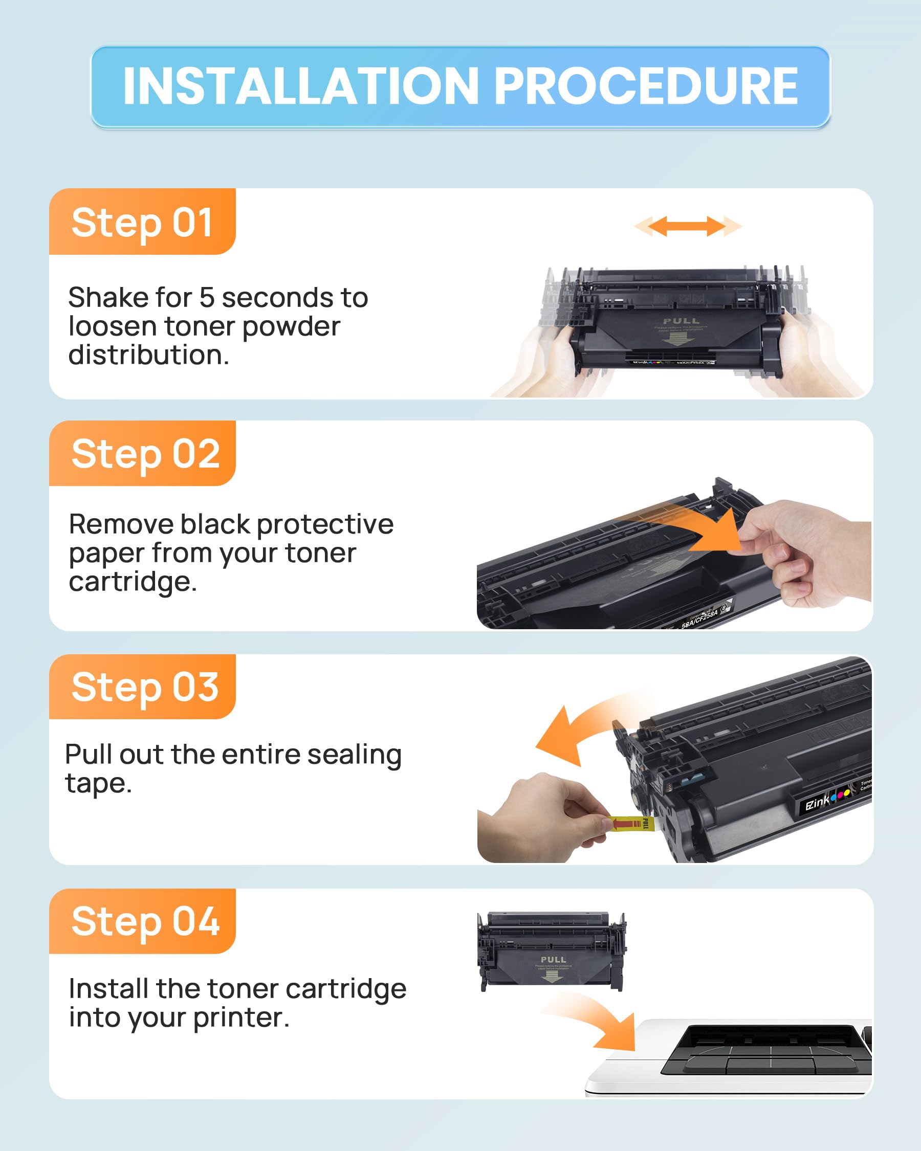 E-Z Ink 148A Toner Cartridge 4001n 4101fdw (with Chip) Replacement for HP 148A Toner Cartridge W1480A 148X W1480X to Use with HP LaserJet Pro 4001n 4101fdw 4001dn 4001dw 4101fdn 4101dw Printer(2Pack) - Image 4