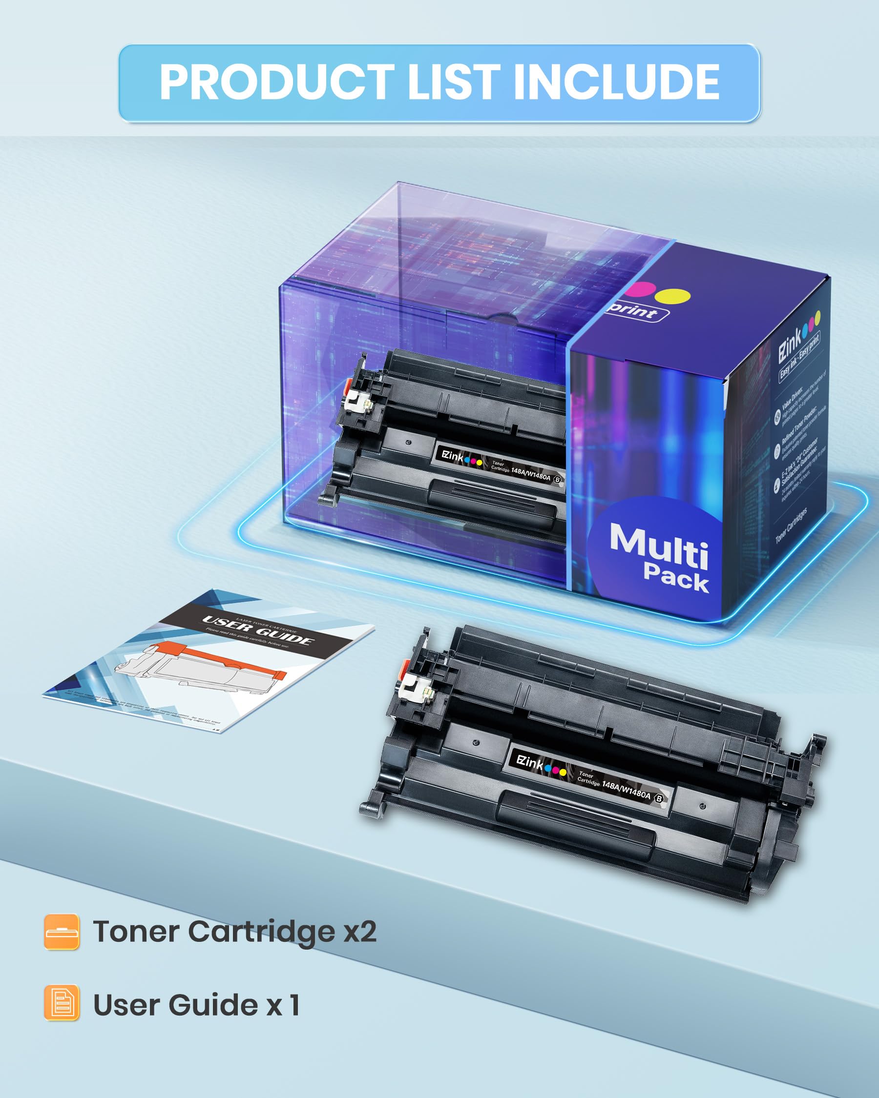 E-Z Ink 148A Toner Cartridge 4001n 4101fdw (with Chip) Replacement for HP 148A Toner Cartridge W1480A 148X W1480X to Use with HP LaserJet Pro 4001n 4101fdw 4001dn 4001dw 4101fdn 4101dw Printer(2Pack) - Image 7