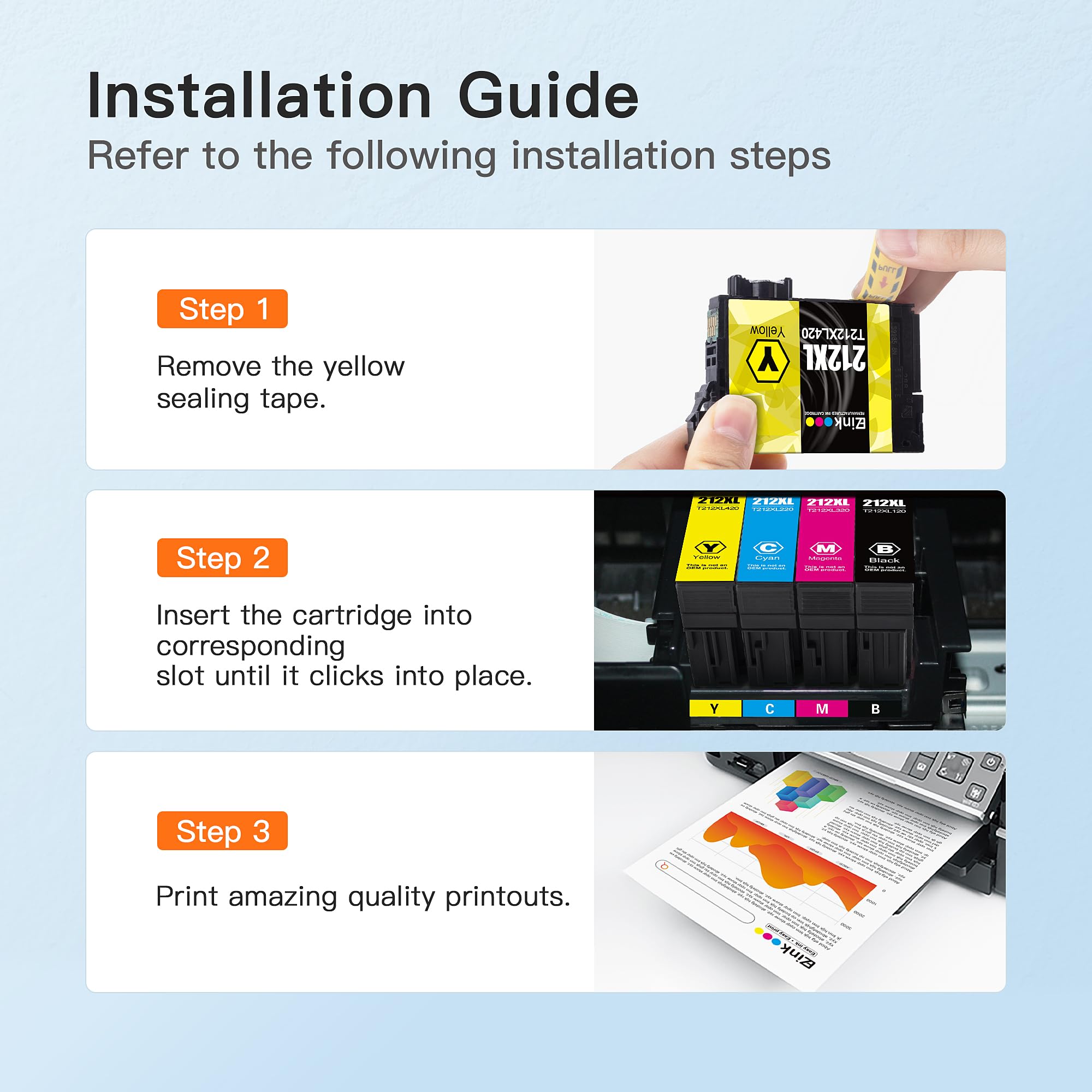E-Z Ink Remanufactured Ink Cartridges Replacement for Epson 212 212XL T212 XL to use with XP-4100 XP-4105 WF-2830 WF-2850 Printer New Upgraded Chips (2 Black, 1 Cyan, 1 Magenta, 1 Yellow, 5 Pack) - Image 7