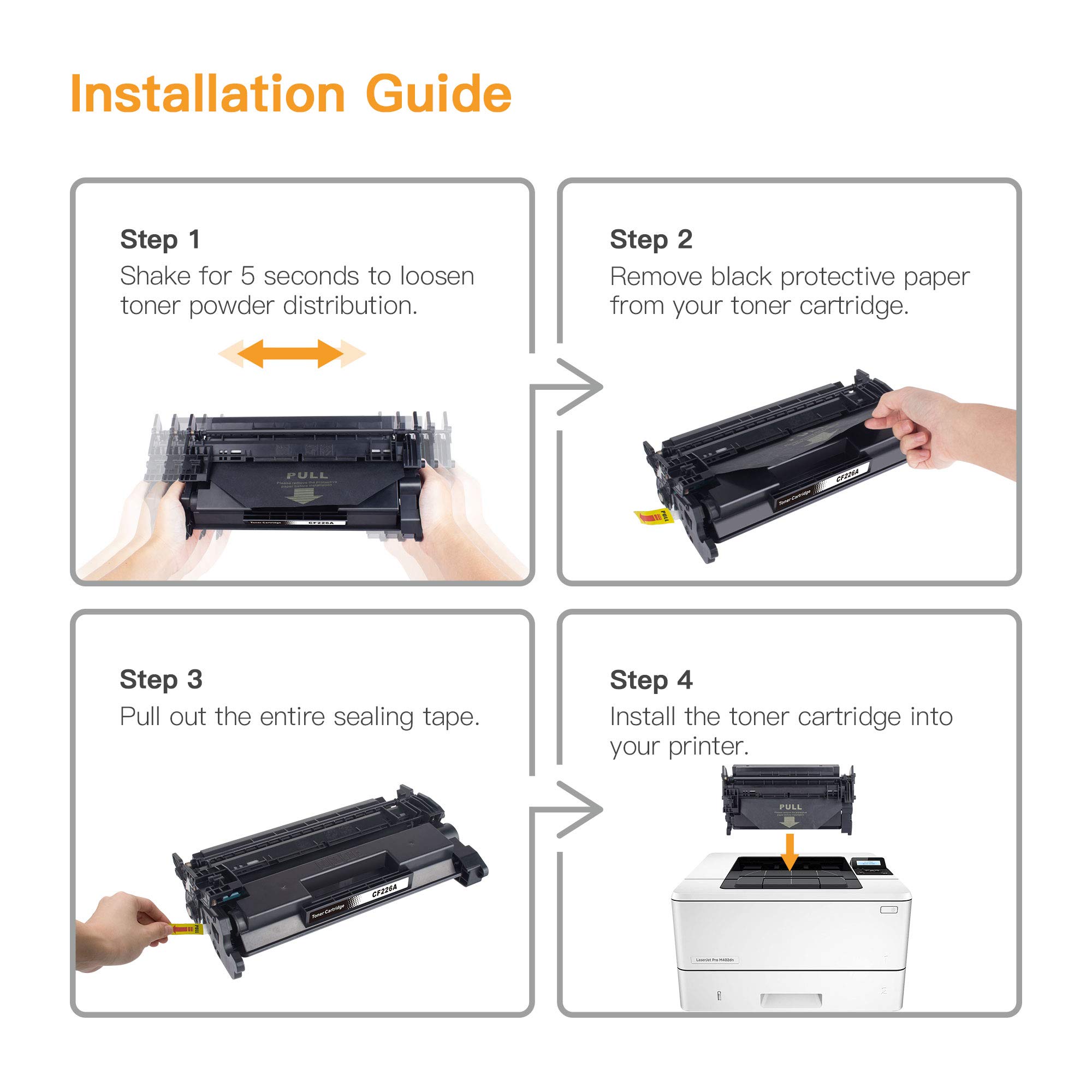 E-Z Ink 26A Toner Cartridge for HP Printer Compatible Replacement for HP 26A CF226A 26X CF226X Toner for HP LaserJet MFP M426fdw M426fdn M426dw Pro M402n M402d M402dn M402dw Printer Ink (2 Black) - Image 6
