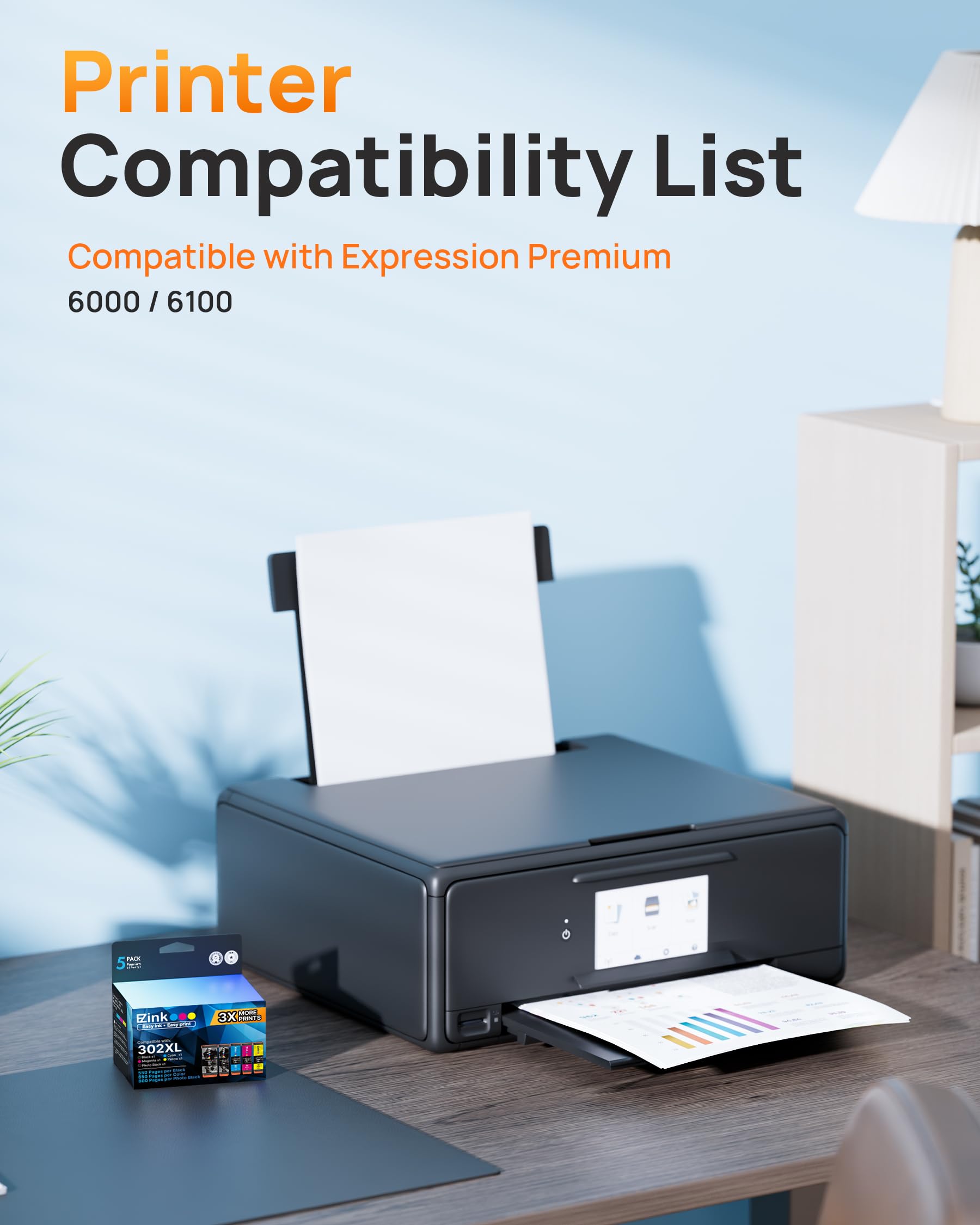 E-Z Ink 302XL 302 Ink Cartridges Multipack Remanufactured Replacement for Epson 302 XL 302 T302XL T302 to use with Expression Premium XP-6000 XP-6100 XP6000 XP6100 Printer (BK/PGBK/C/M/Y, 5 Pack) - Image 3
