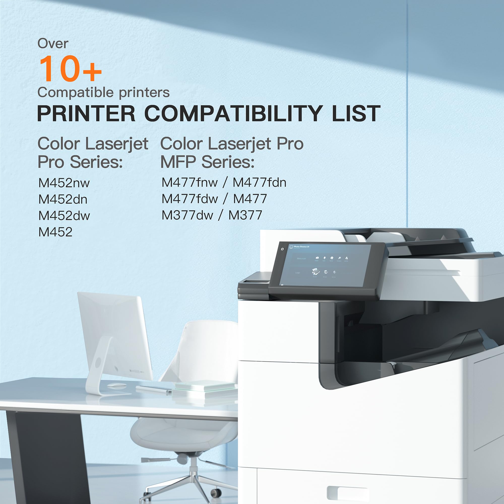 E-Z Ink 410X Toner Cartridges Compatible for HP 410X 410A CF410X CF411X CF412X CF413X to Use with HP Color Laserjet Pro MFP M477fdw M477fdn M477fnw Pro M452dn M452nw M452dw (with Chip -B/C/Y/M) - Image 4