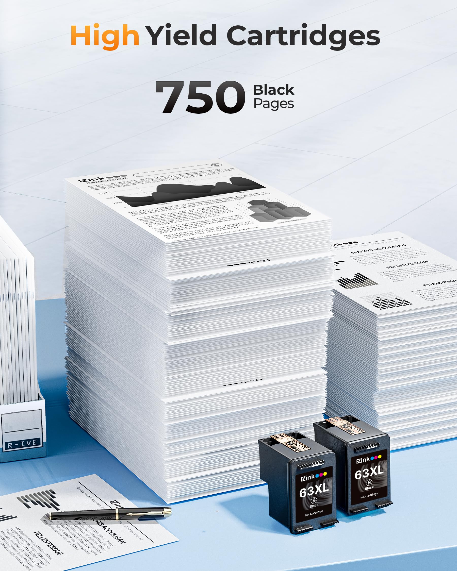 E-Z Ink 63XL Black Ink Cartridge Remanufactured 63XL 63 Ink Replacement for HP Ink 63 HP63 HP63XL to Use with HP OfficeJet 3830 4650 4655 5255 5258 5200 Envy 4520 4512 DeskJJet 1112 2130 (2 Black) - Image 3