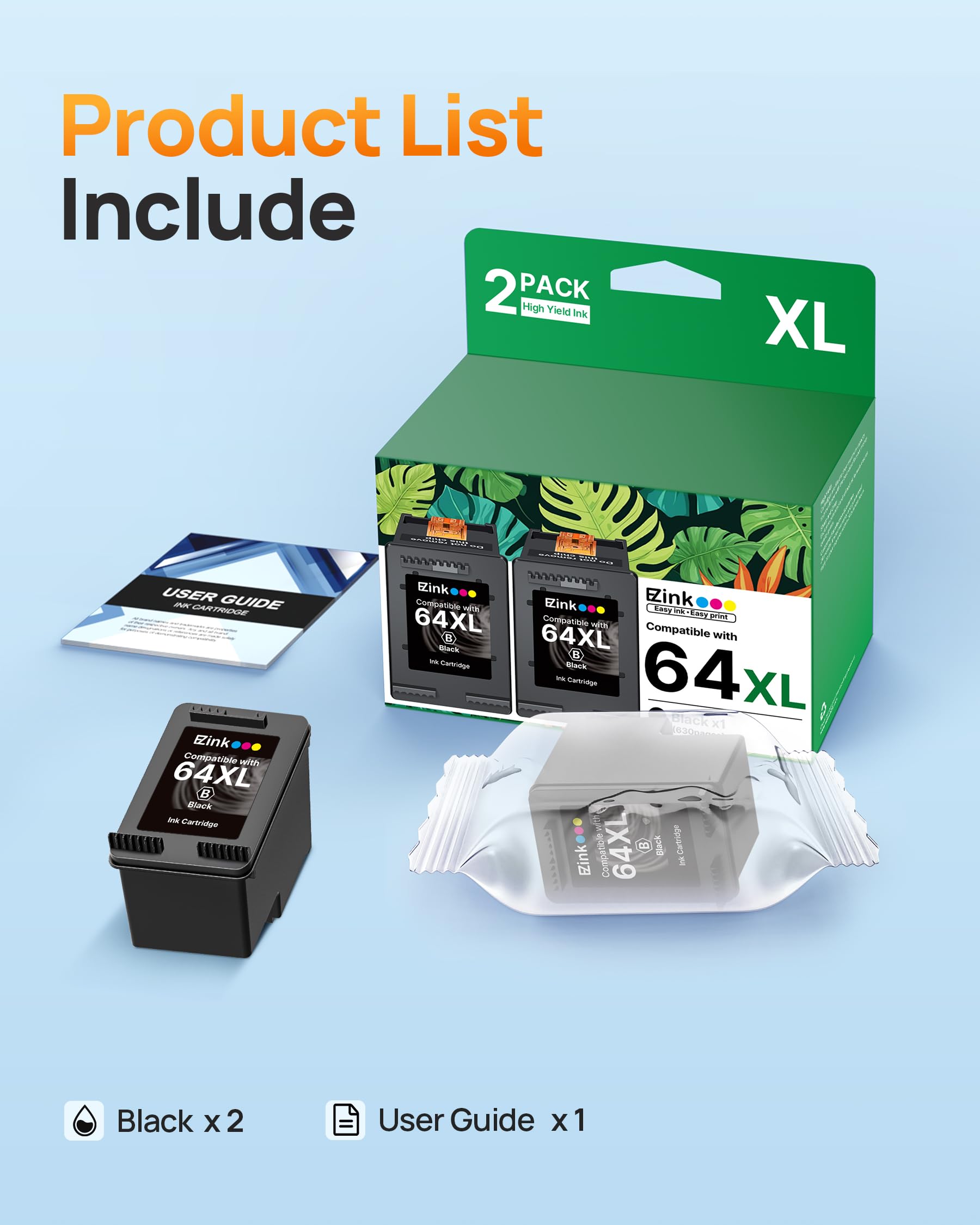 E-Z Ink 64XL Black Ink Cartridge Remanufactured Replacement for HP 64xl Black Ink Cartridge HP Ink 64 Works with HP Envy Photo 7855 7858 6252 6255 7800 7100 7155 7158 Tango Series Printers (2 Black) - Image 6