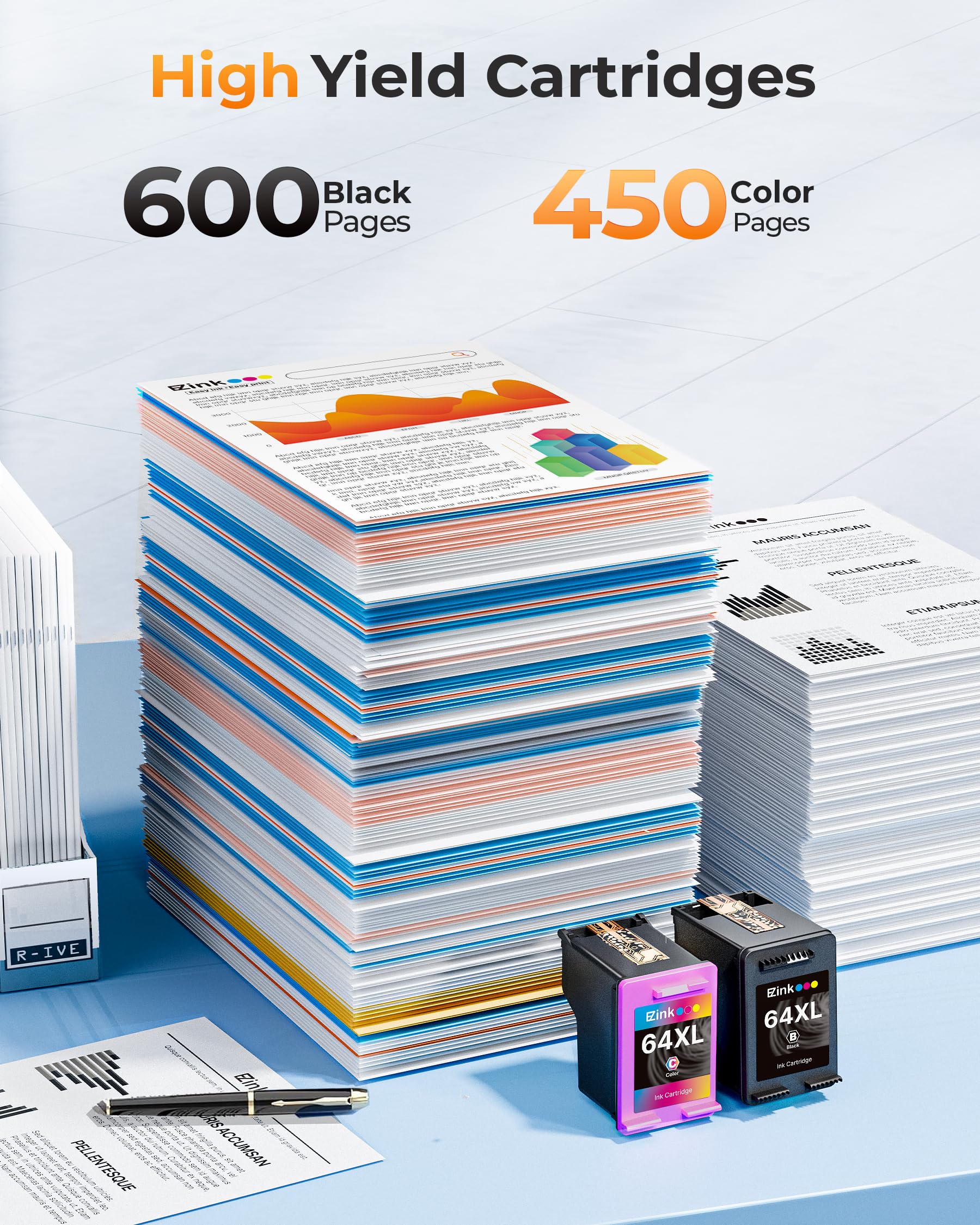 E-Z Ink 64XL Ink Cartridges Black and Color Combo Pack Remanufactured for HP Ink 64 64XL 64 XL Ink to use with HP Envy Photo 7855 7858 7155 7120 7158 7164 6255 Tango X Printers (1 Black, 1 Tri-Color) - Image 3