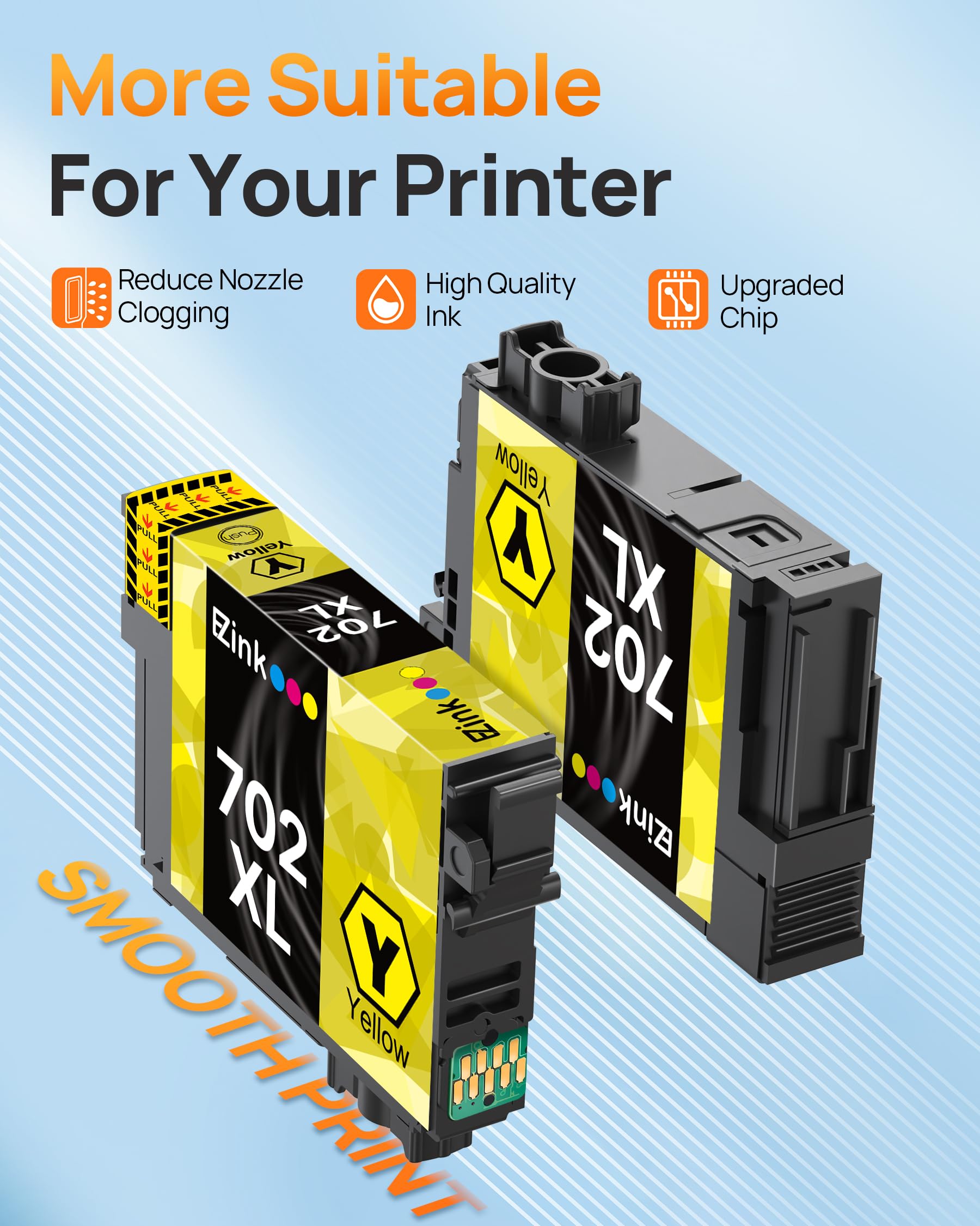 E-Z Ink Remanufactured Ink Cartridge Replacement for Epson 702XL 702 T702XL T702 to use with Workforce Pro WF-3720 WF-3733 WF-3730 Printer (5 Pack) - Image 4