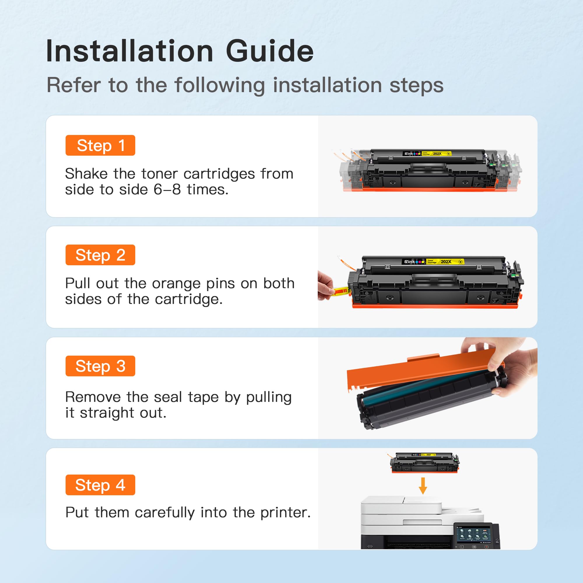 E-Z Ink Compatible 202X Toner Cartridges High Yield with Chip Replacement for HP 202X Toner 202A CF500X CF500A to Use with HP Color Pro MFP M281fdw M281cdw M281fdn M254dw M254 M281 (4-Pack) - Image 6