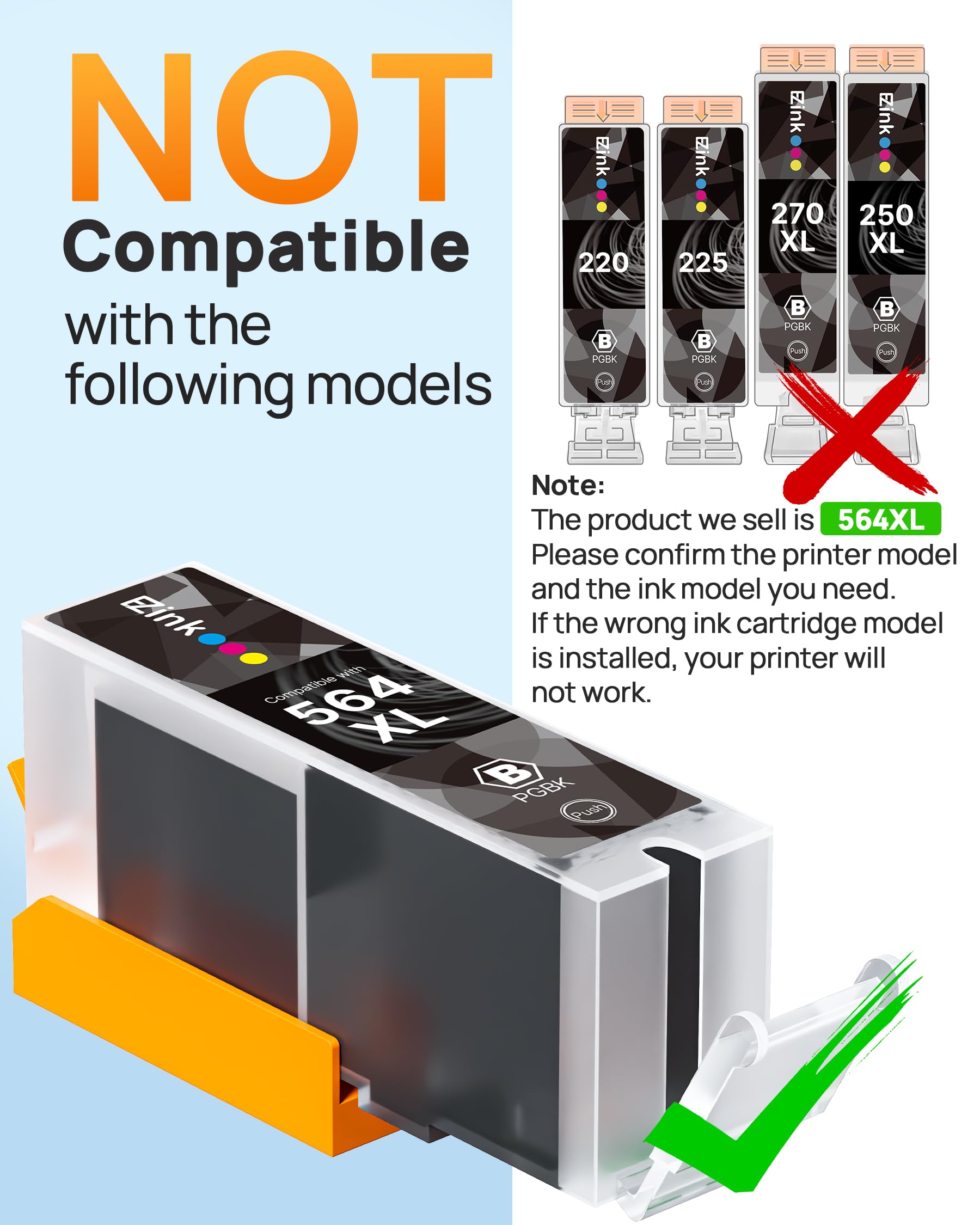 E-Z Ink Compatible 564xl Ink cartridges for hp Printers Replacement for hp 564 Ink cartridges Combo Pack Black and Color for PhotoSmart 7520 7510 6510 6520 DeskJet 3520 3522 OfficeJet 4620 (10Pack) - Image 6