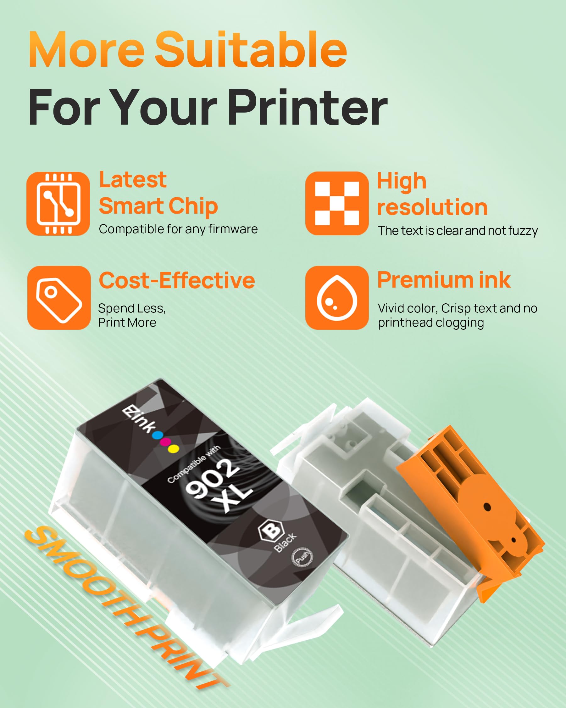 E-Z Ink Compatible 902 Ink for HP 902XL Black 2 Pack Replacement for 902XL Ink Cartridges for HP Printers to use with Officejet Pro 6978 6968 6970 6974 6975 6960 Officejet 6962 6958 6950 6954 6951 - Image 2