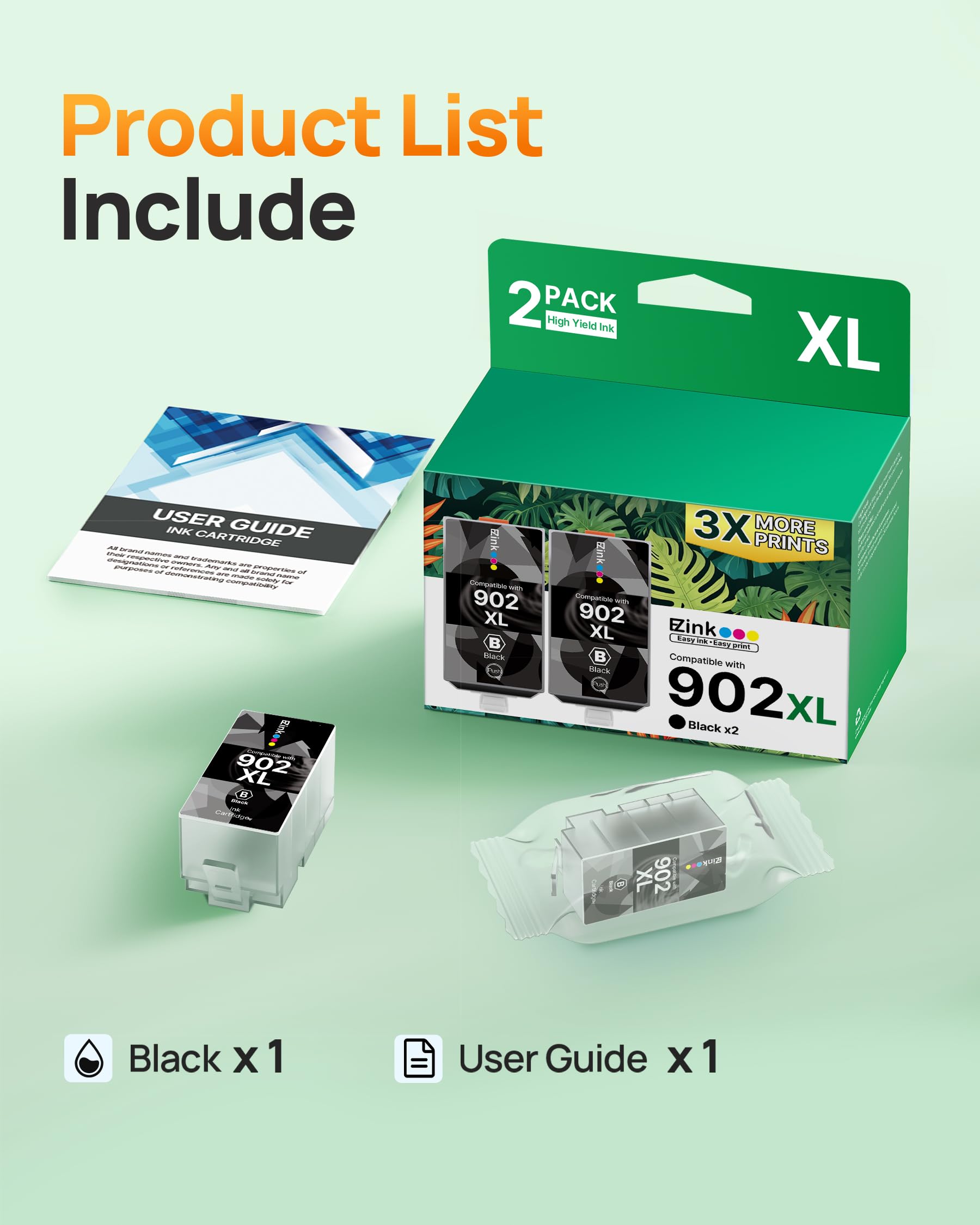 E-Z Ink Compatible 902 Ink for HP 902XL Black 2 Pack Replacement for 902XL Ink Cartridges for HP Printers to use with Officejet Pro 6978 6968 6970 6974 6975 6960 Officejet 6962 6958 6950 6954 6951 - Image 4