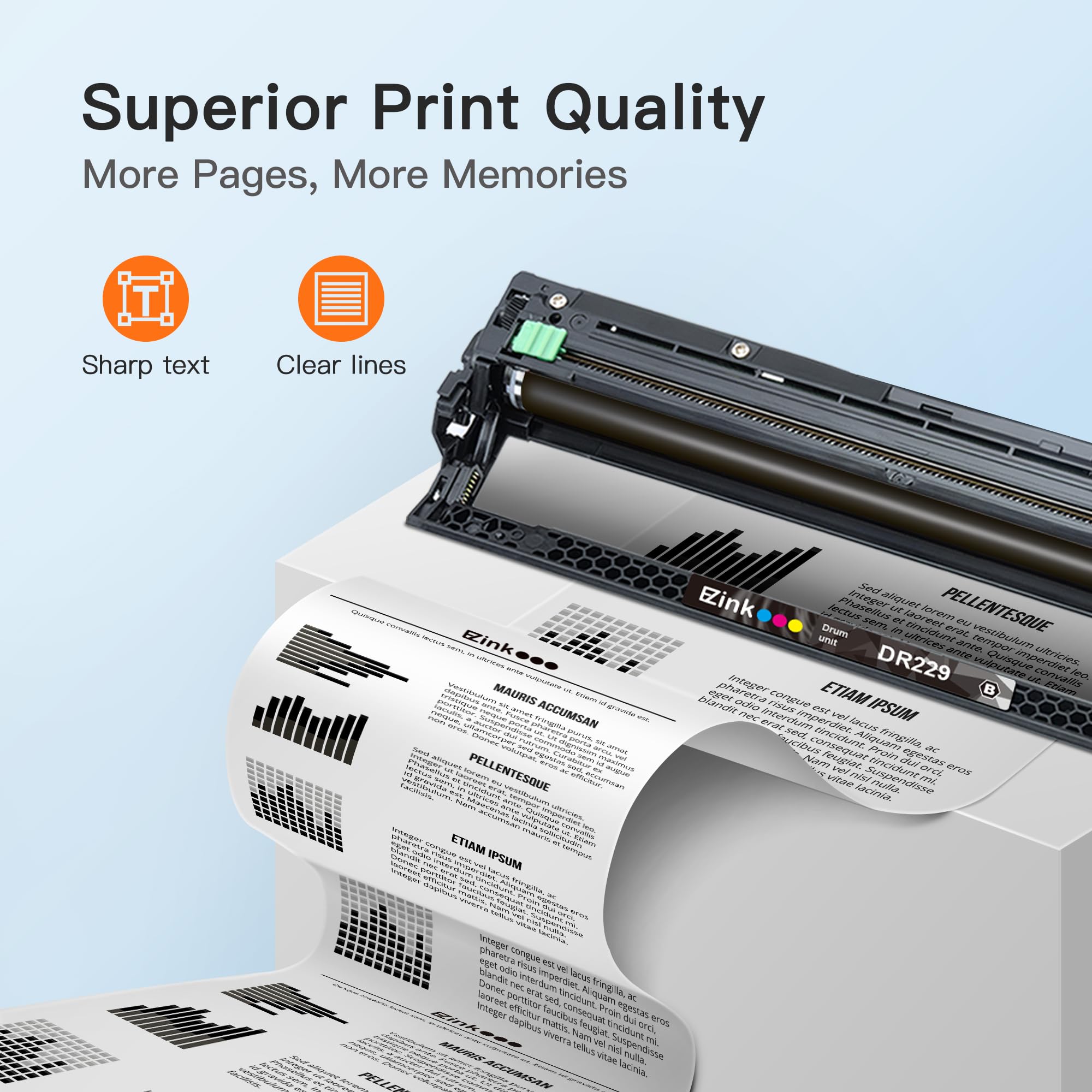 E-Z Ink Compatible DR229CL Drum Unit (Not Toner) Replacement for Brother DR229CL use with TN229 TN229xl Compatible with Brother MFC-L3780CDW MFC-L3720CDW HL-L3220CDW HL-L3280CDW Printer (4 Pack) - Image 3