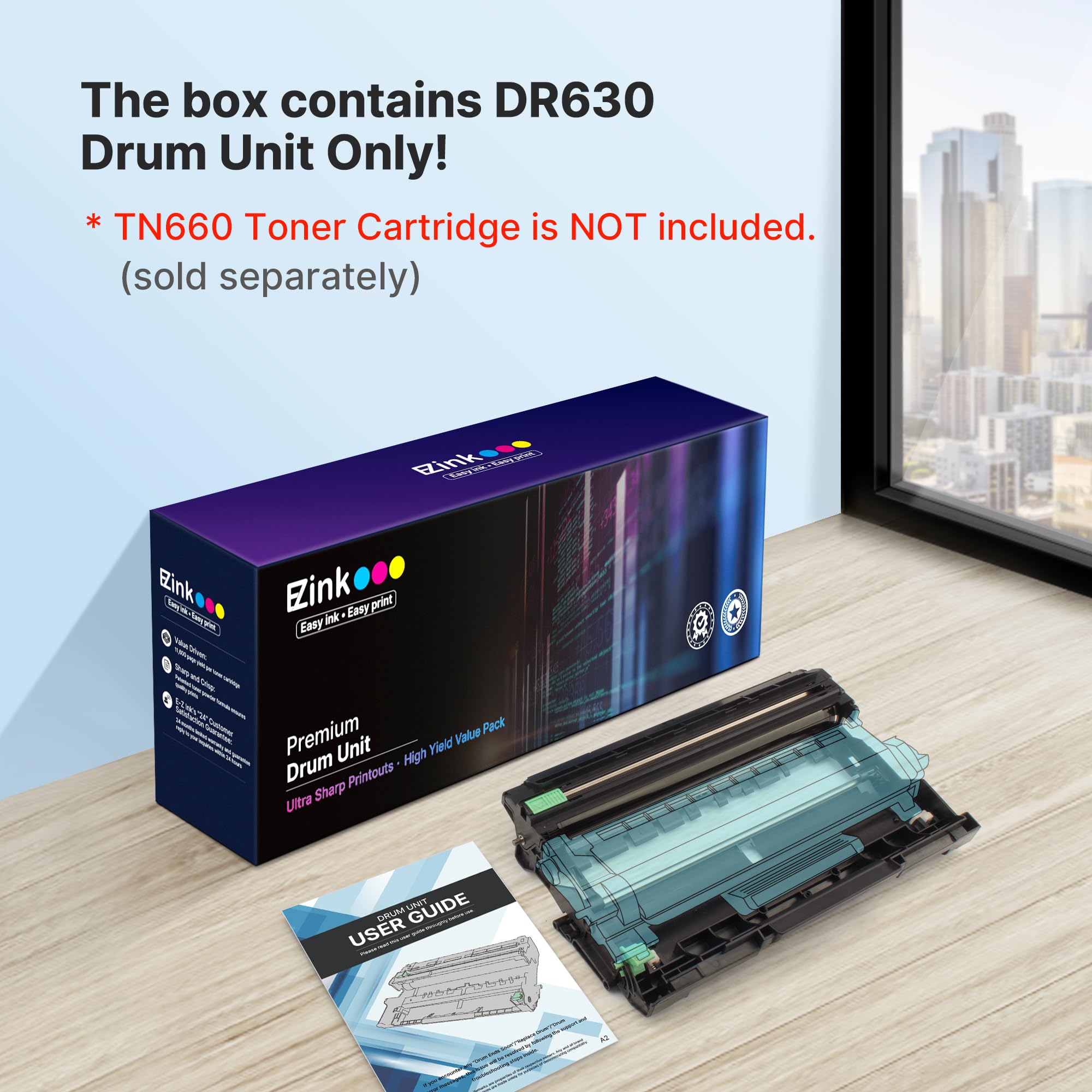 E-Z Ink Compatible Drum Unit (Not Toner) Replacement for Brother DR630 DR 630 Compatible with HL-L2300D HL-L2320D HL-L2340DW HL-L2360DW HL-L2380DW MFC-L2740DW MFC-L2700DW DCP-L2540DW (1 Pack) - Image 2