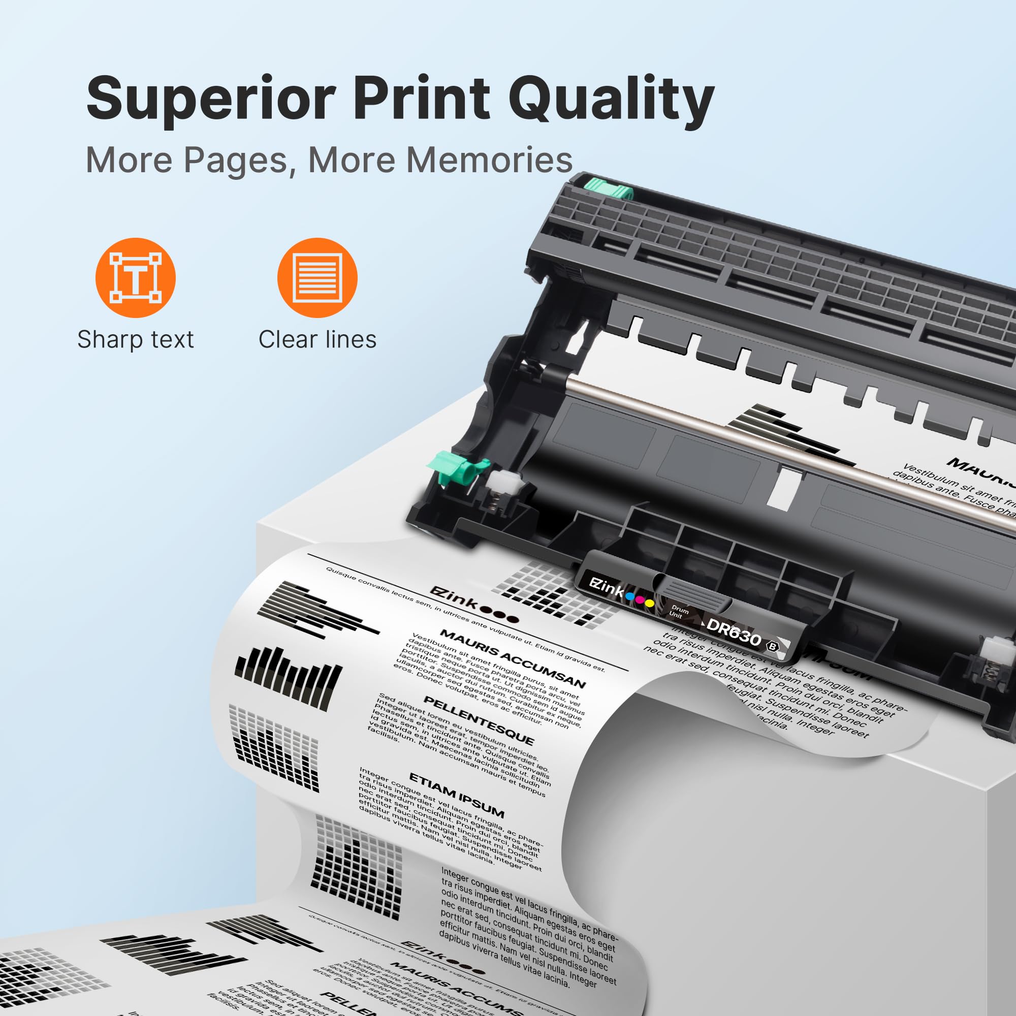 E-Z Ink Compatible Drum Unit (Not Toner) Replacement for Brother DR630 DR 630 Compatible with HL-L2300D HL-L2320D HL-L2340DW HL-L2360DW HL-L2380DW MFC-L2740DW MFC-L2700DW DCP-L2540DW (1 Pack) - Image 4