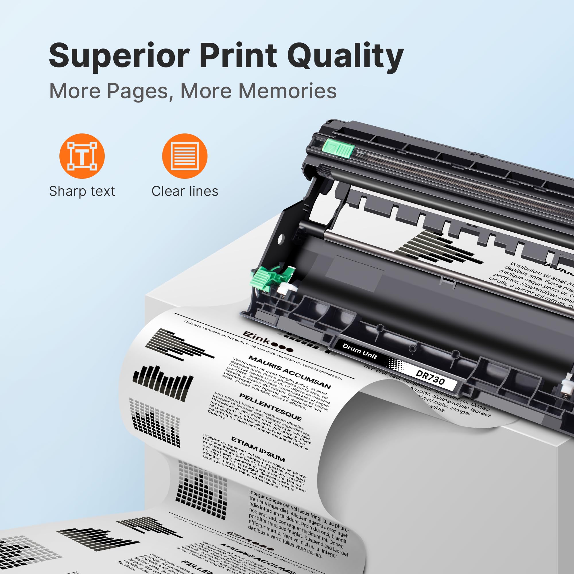 E-Z Ink Compatible Drum Unit Replacement for Brother DR 730 Drum Unit Compatible with HL-L2350DW HL-L2395DW HL-L2370DW HL-L2370DWXL MFC-L2750DW MFC-L2710DW Printer (2 Pack) - Image 3