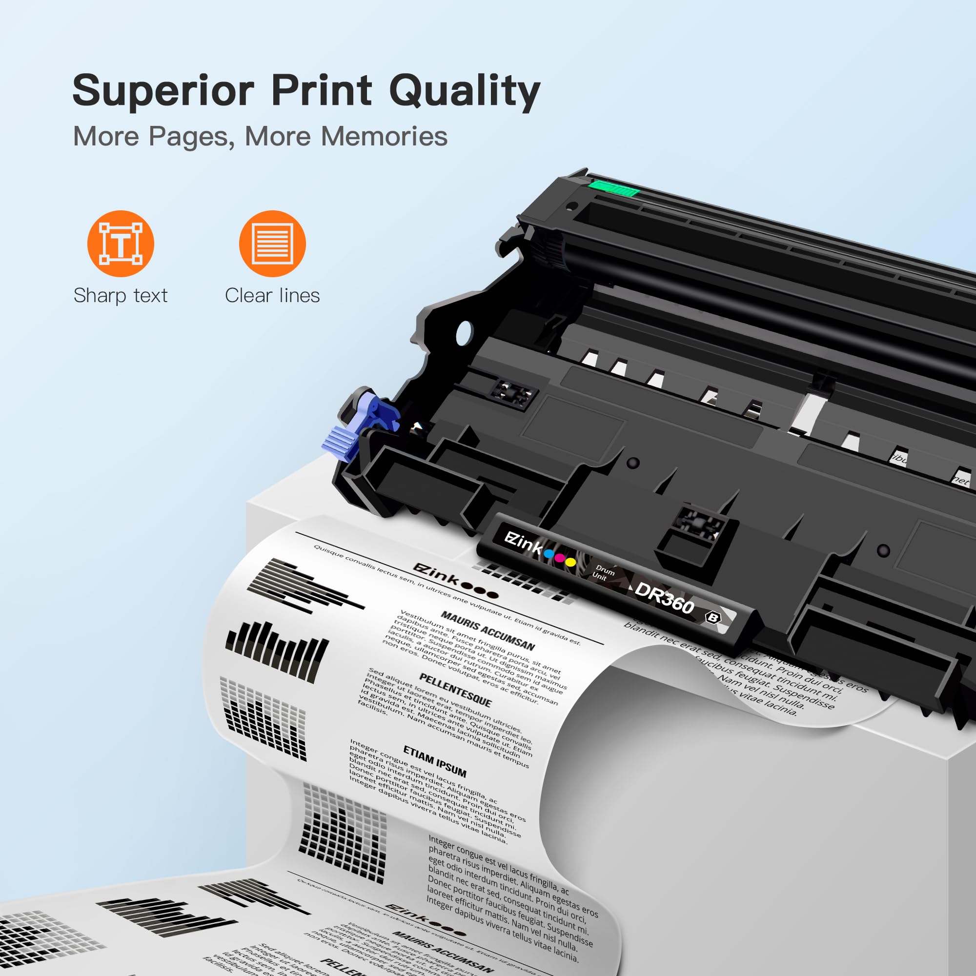 E-Z Ink Compatible Drum Unit Replacement for Brother DR360 DR 360 to use with DCP-7040 DCP-7030 MFC-7840W MFC-7340 MFC-7440N HL-2140 HL-2170W HL-2150N (1 Drum Unit) - Image 3