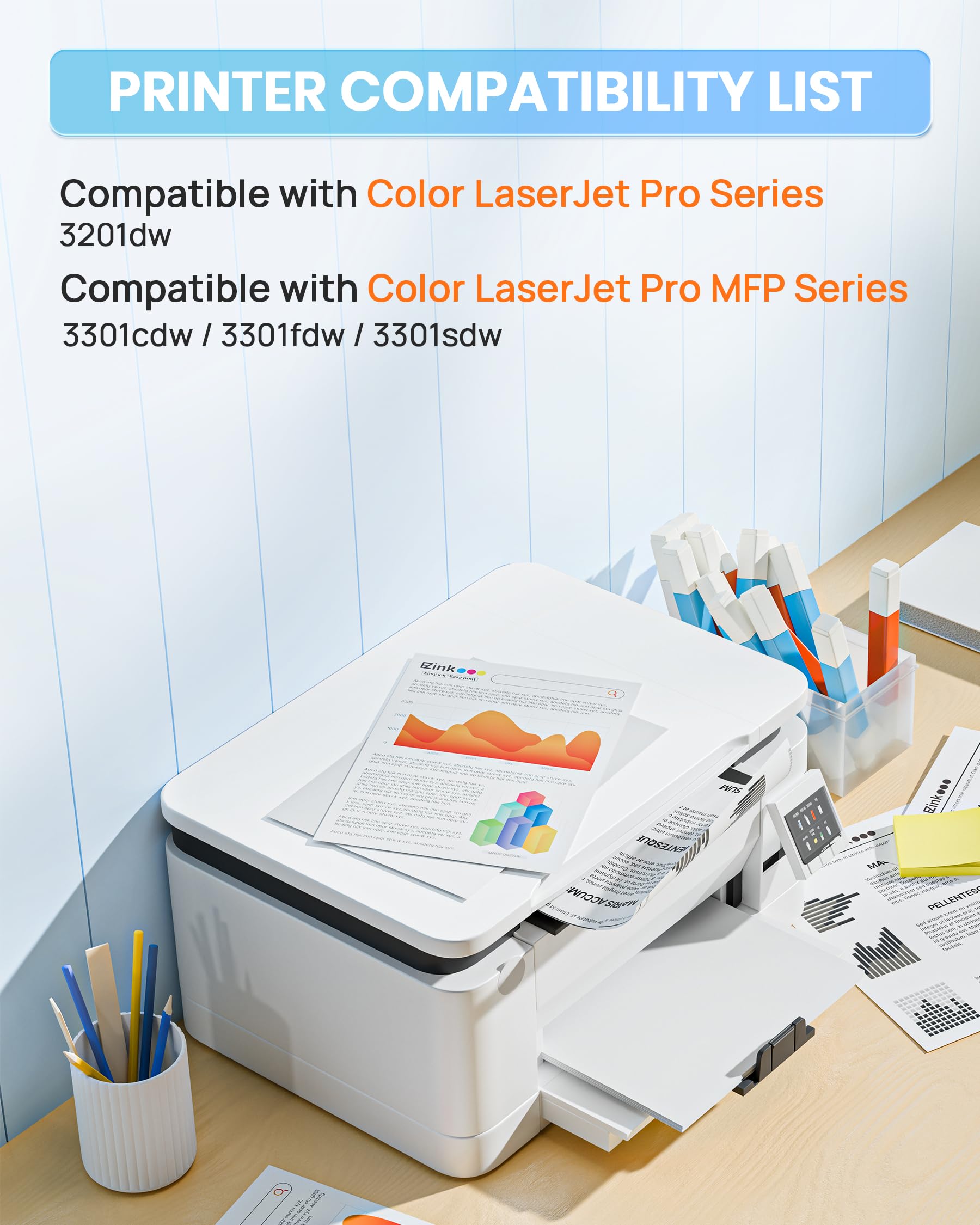 E-Z Ink Compatible HP 218A Toner Cartridges 4 Pack with Chip for HP 218A Toner HP 218 218X for HP Color LaserJet pro MFP 3301fdw Toner 3301cdw 3201dw 3301sdw Printer Ink Set W2180A W2180X (BCMY) - Image 2