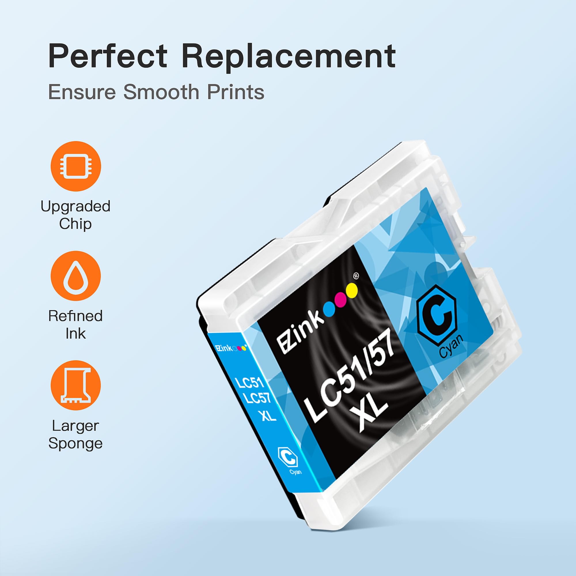 E-Z Ink Compatible Ink Cartridge Replacement for Brother LC51 LC-51 LC51BK LC51C LC51M LC51Y Compatible with MFC-440CN MFC-465CN MFC-665CW Printer (6 Black, 3 Cyan, 3 Magenta, 3 Yellow) 15 Pack - Image 4