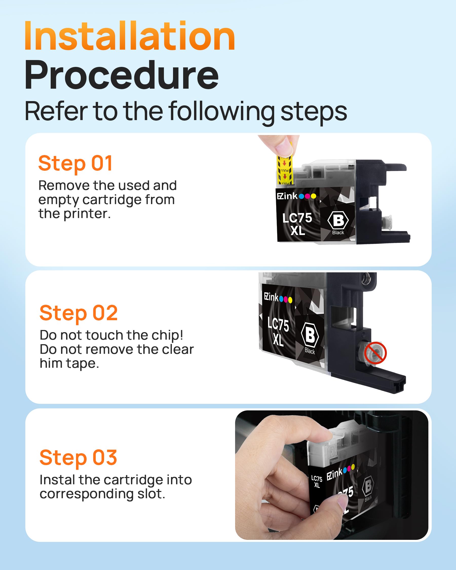 E-Z Ink (TM Compatible Ink Cartridge Replacement for Brother LC75 LC71 LC79 XL LC-75 LC LC-71 Compatible with MFC-J6510DW MFC-J6710DW MFC-J6910DW MFC-J280W (3 Cyan, 3 Magenta, 3 Yellow) 9 Pack - Image 4