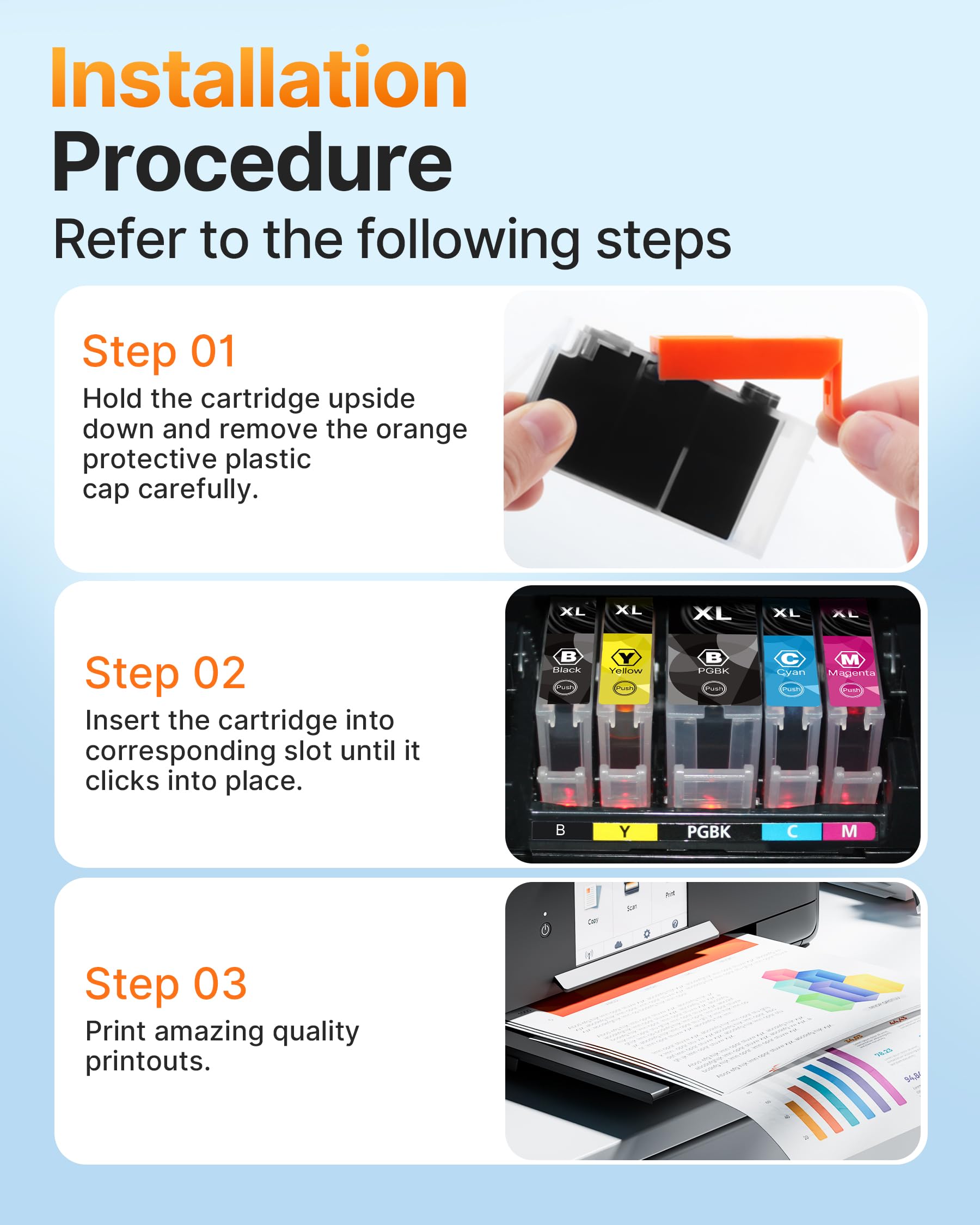 E-Z Ink Compatible Ink Cartridge Replacement for Canon PGI-250XL PGI 250 XL CLI-251XL CLI 251 XL to use with PIXMA MX922 MG5520 (1 Large Black, 1 Cyan, 1 Magenta, 1 Yellow, 1 Small Black) 5 Pack - Image 6