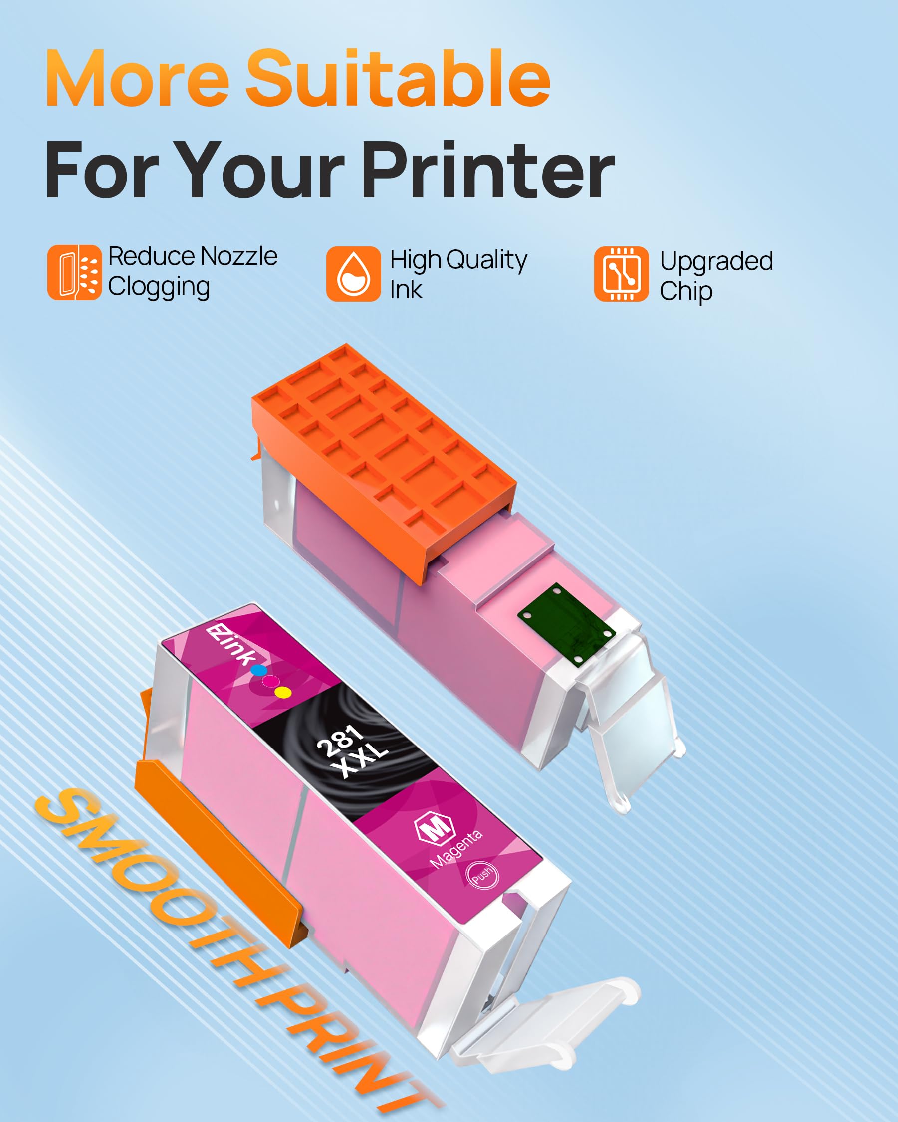 E-Z Ink Compatible Ink Cartridge Replacement for Canon CLI-281XXL CLI281XXL 281XXL to use with TR7520 TR8520 TS6120 TS6220 TS6320 TS8120 TS8220 TS9120 TS9520 TS9521C TS702 Printer (9 Pack) - Image 8