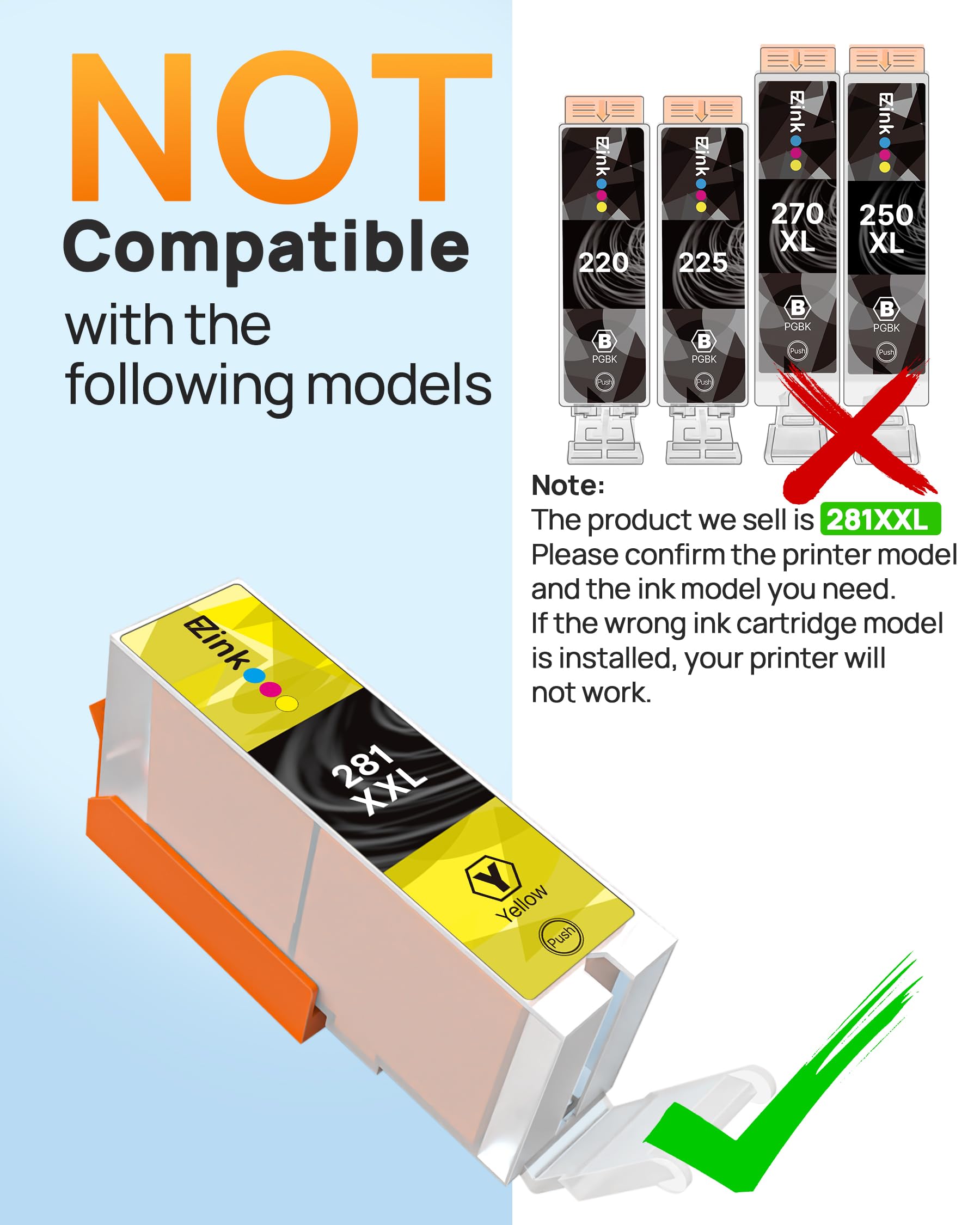 E-Z Ink Compatible Ink Cartridge Replacement for Canon CLI-281XXL CLI281XXL 281XXL to use with TR7520 TR8520 TS6120 TS6220 TS6320 TS8120 TS8220 TS9120 TS9520 TS9521C TS702 Printer (9 Pack) - Image 5