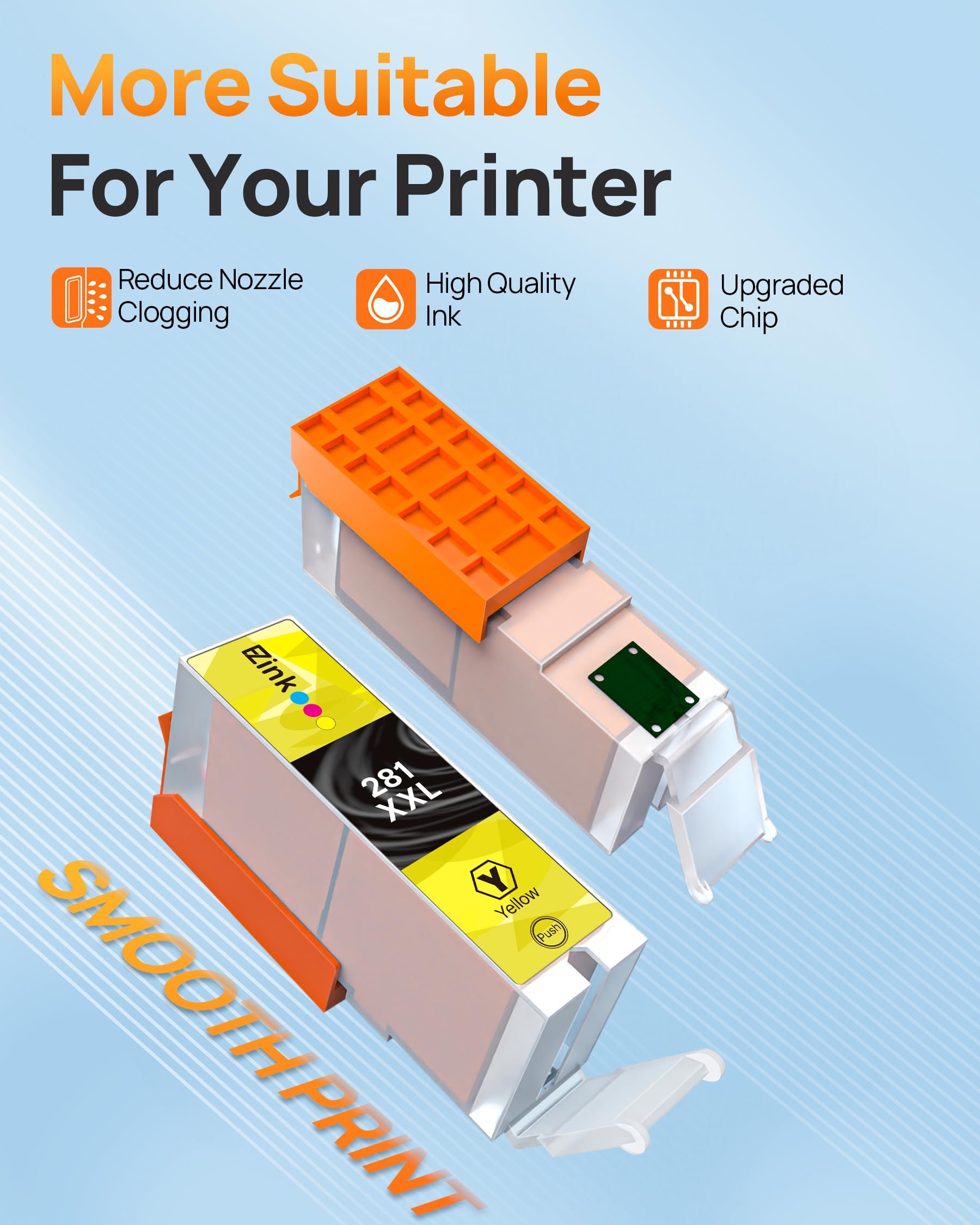 E-Z Ink Compatible Ink Cartridge Replacement for Canon CLI-281XXL CLI281XXL 281XXL to use with TR7520 TR8520 TS6120 TS6220 TS6320 TS8120 TS8220 TS9120 TS9520 TS9521C TS702 Printer (9 Pack) - Image 6
