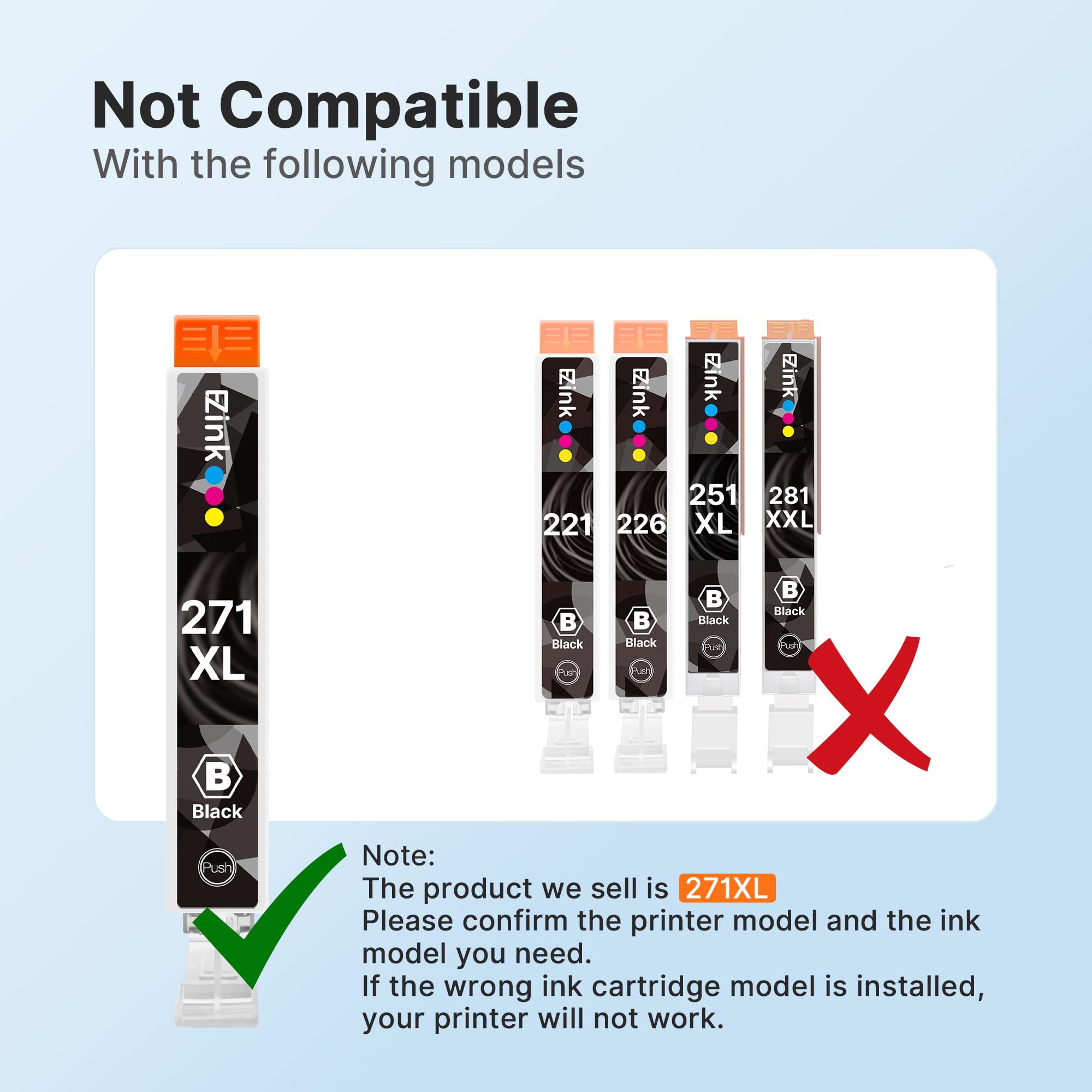 E-Z Ink Compatible Ink Cartridges Replacement for Canon 270 271 XL to use with PIXMA MG5720 MG5721 MG5722 MG6820 MG6821 MG6822 TS5020 TS6020 (2 Large Black,2 Small Black,2 Cyan,2 Magenta,2 Yellow) - Image 7