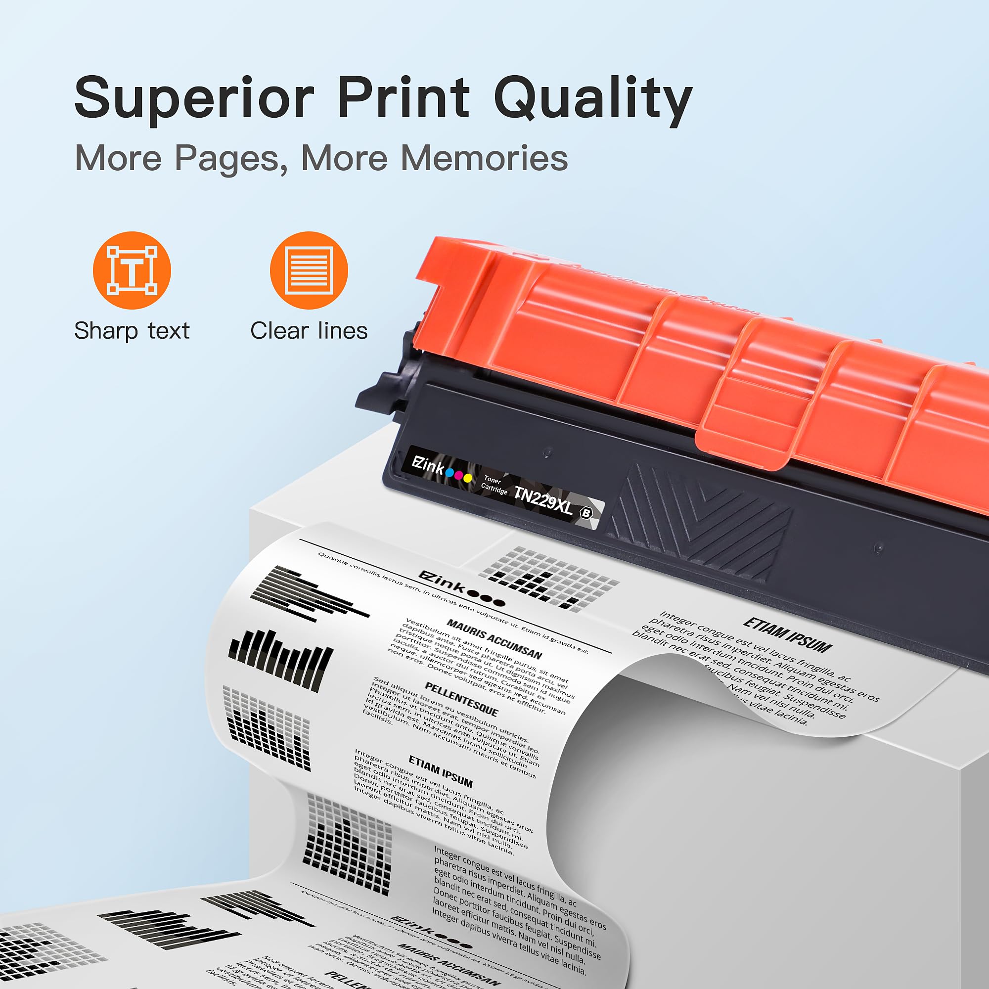 E-Z Ink Compatible TN229XL Toner Cartridges Replacement for Brother TN229XL TN-229XL TN229 XL to use with MFC-L3720CDW MFC-L3780CDW HL-L3220CDW HL-L3280CDW HL-L3300CDW Printer (TN229XLBK/C/M/Y-5 Pack) - Image 3
