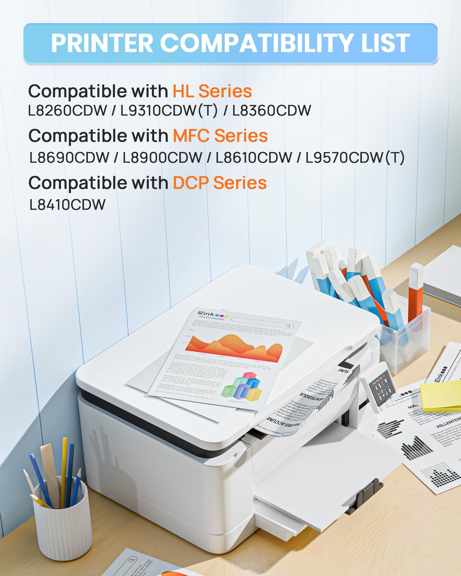 E-Z Ink Compatible TN433 Toner Cartridge Replacement for Brother TN433 TN-433 TN433bk TN431 to use with Brother MFC-L8900Cdw HL-L8360CDW HL-L8260CDW MFC-L8610CDW MFC-L8690CDW Printer (4 Pack) - Image 2