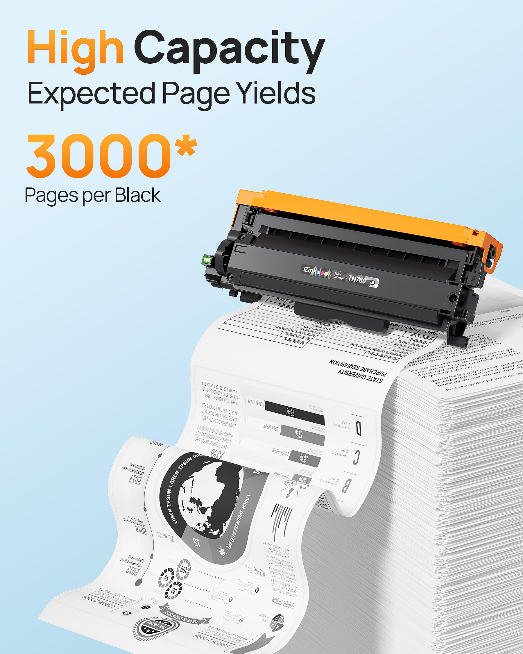 E-Z Ink Compatible TN760 Toner Cartridge Replacement for Brother TN760 TN 760 TN730 Compatible with DCP-L2550DW HL-L2350DW HLL2395DW HLL2390DW HL-L2370DW MFC-L2710DW MFC-L2750DW MFC-L2730DW (3 Black) - Image 3
