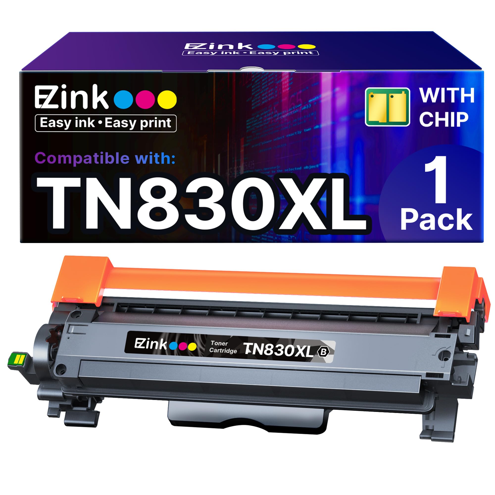 E-Z Ink Compatible TN830 Toner Cartridge Replacement for Brother TN830 TN830XL TN 830 Toner Cartridges to use with HL-L2460DW DCP-L2640DW HL-L2400D HL-L2480DW HL-L2405W MFC-L2820DW Printer (1 Black)