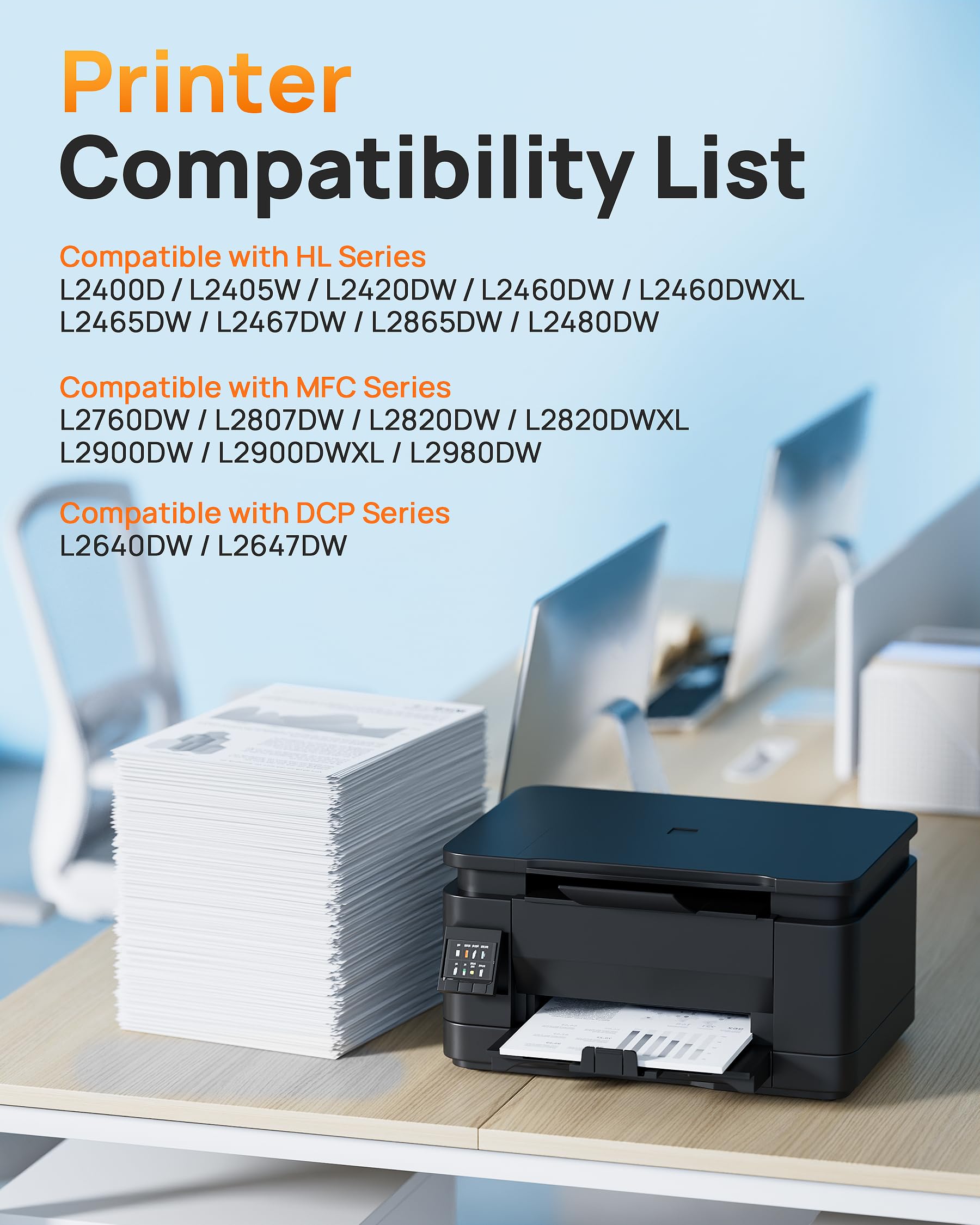 E-Z Ink Compatible TN830XL Toner Cartridge Replacement for Brother TN830XL TN830 TN 830 Toner Cartridges Compatible with Brother DCP-L2640DW HL-L2460DW HL-L2480DW HL-L2400D Printer (2 TN830XL Toner) - Image 2