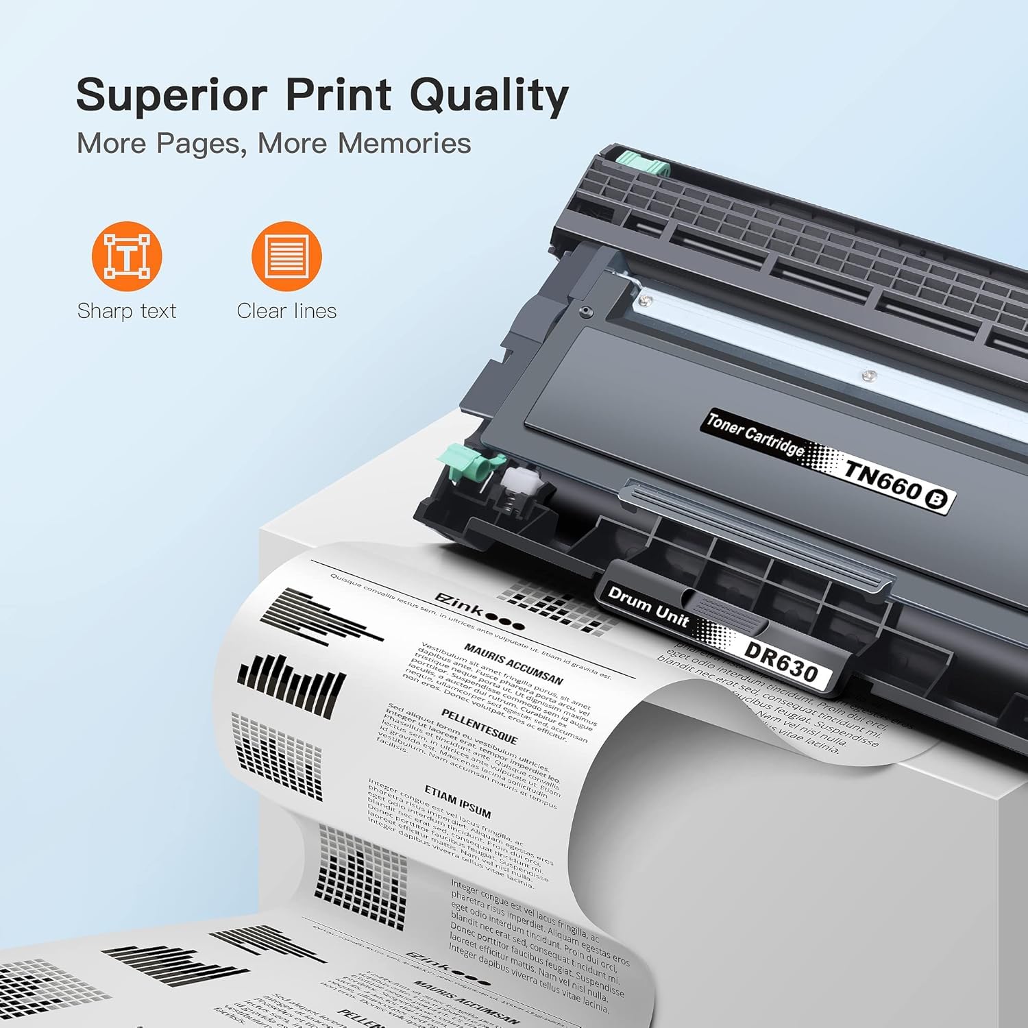 E-Z Ink Compatible Toner Cartridge & Drum Unit Replacement for Brother DR630 TN660 TN630 High Yield to use with HL-L2380DW HL-L2300D HL-L2340DW MFC-L2680W MFC-L2740DW Printer (2 Toner 1 Drum, 3 Pack) - Image 3
