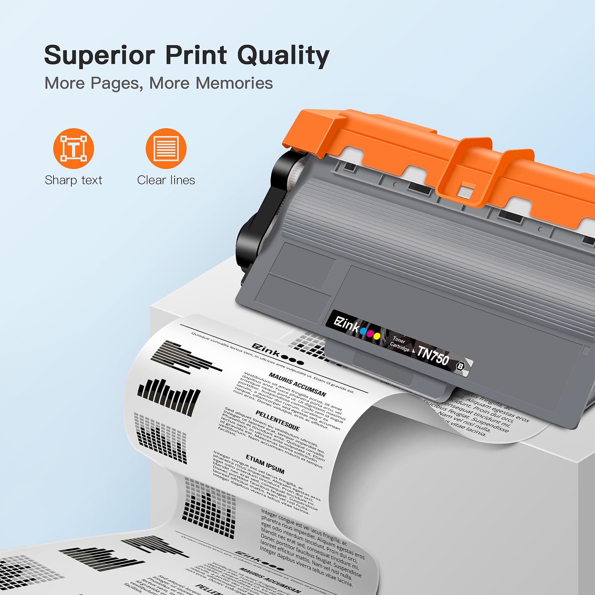 E-Z Ink Compatible Toner Cartridge Replacement for Brother TN750 TN-750 TN720 TN-720 to Use with HL-5450DN HL-5470DW HL-6180DW MFC-8710DW MFC-8910DW MFC-8950DW (Black, High Yield, 2-Pack) - Image 4