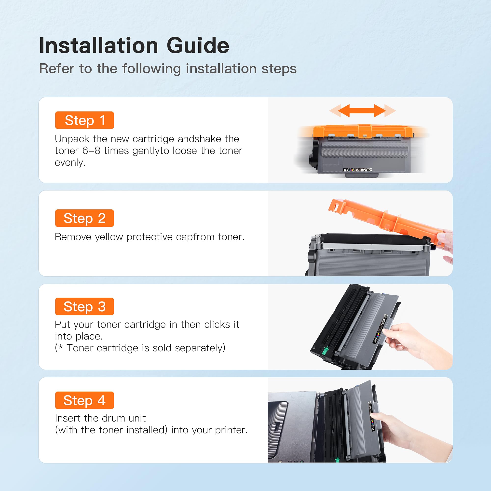 E-Z Ink Compatible Toner Cartridge Replacement for Brother TN750 TN-750 TN720 TN-720 to Use with HL-5450DN HL-5470DW HL-6180DW MFC-8710DW MFC-8910DW MFC-8950DW (Black, High Yield, 2-Pack) - Image 6