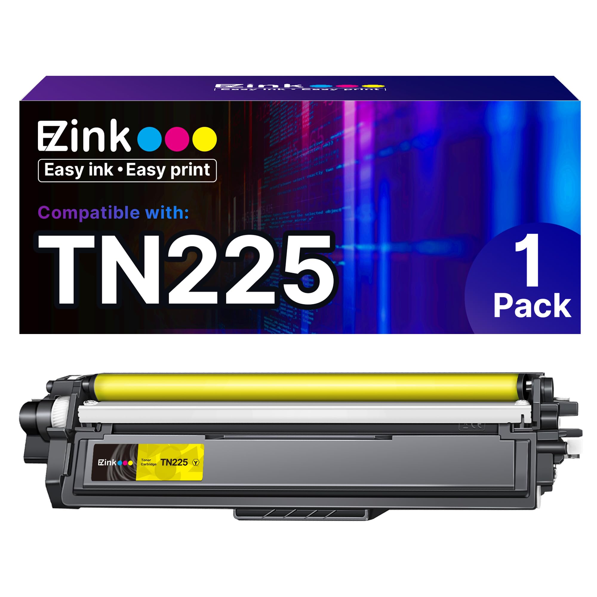 E-Z Ink Compatible Toner Cartridge Replacement for Brother TN225 Yellow to Use with MFC-9130CW HL-3170CDW HL-3140CW HL-3180CDW MFC-9330CDW MFC-9340CDW HL-3180CDW DCP-9020CDN (Yellow, 1 Pack)