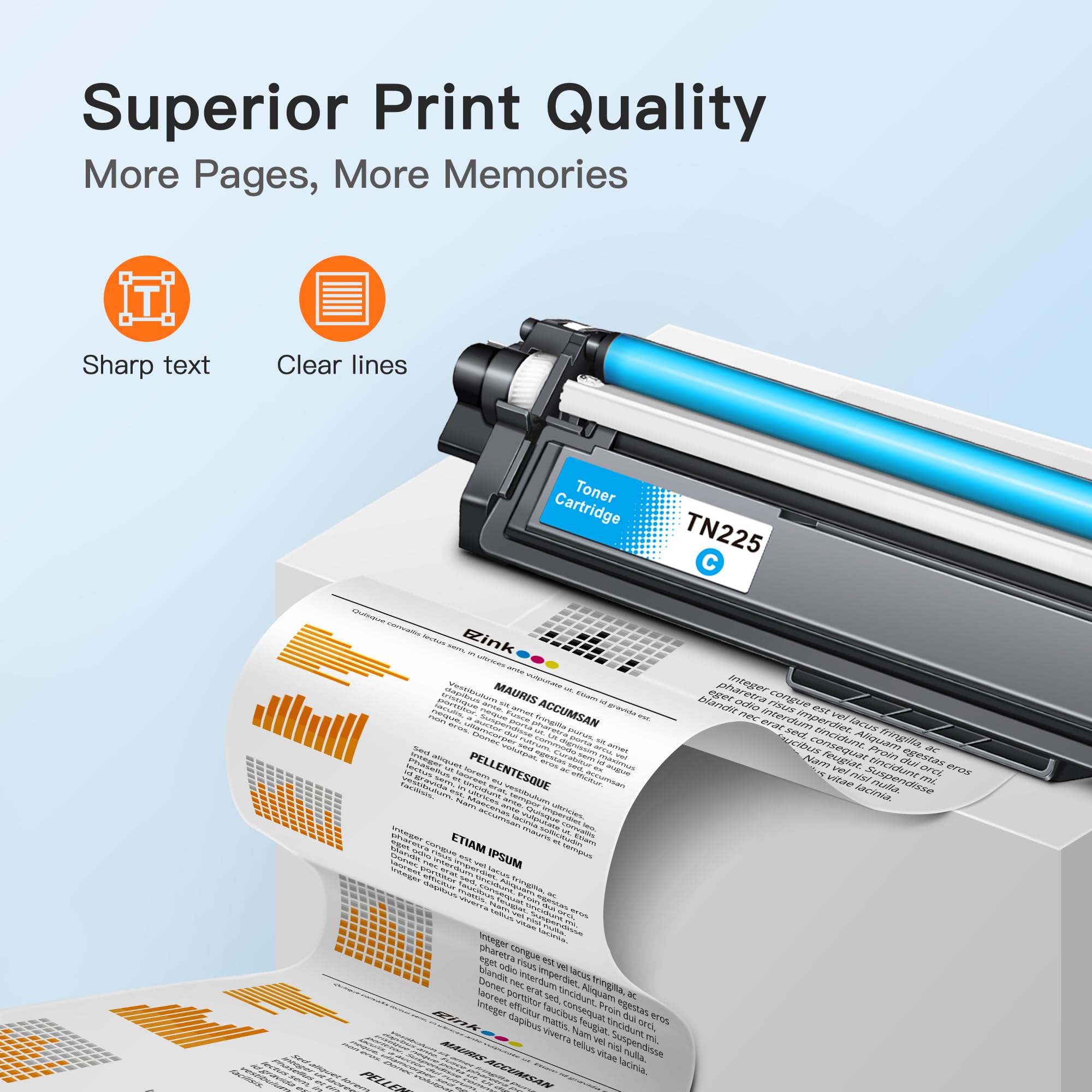 E-Z Ink Compatible Toner Cartridge Replacement for Brother TN225 TN-225 Cyan to Use with MFC-9130CW HL-3170CDW HL-3140CW HL-3180CDW MFC-9330CDW MFC-9340CDW HL-3180CDW DCP-9020CDN (Cyan, 1 Pack) - Image 3