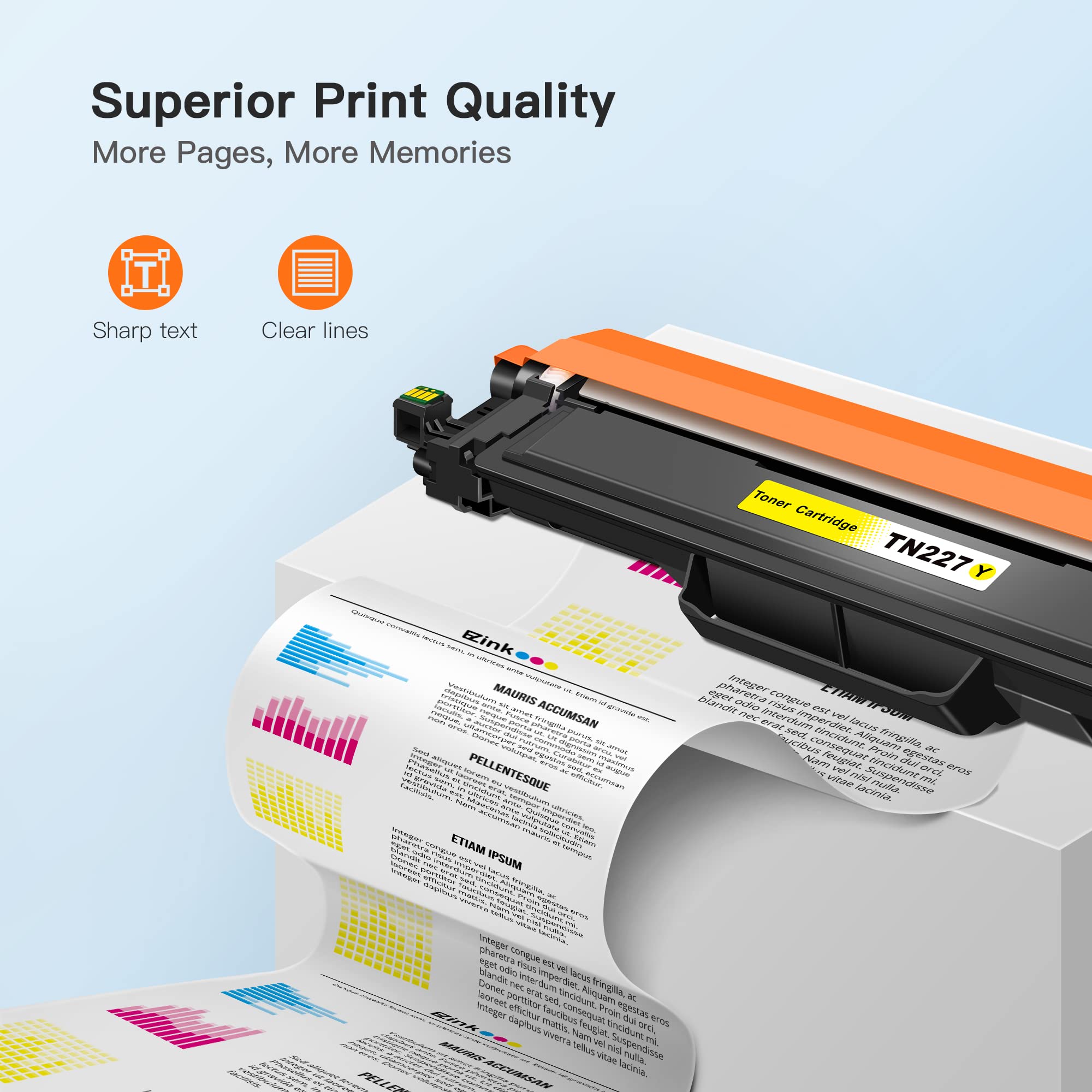 E-Z Ink Compatible Toner Cartridge Replacement for Brother TN227Y TN227 TN-227 TN223 TN223Y to use with MFC-L3770CDW MFC-L3750CDW HL-L3230CDW HL-L3290CDW HL-L3210CW MFC-L3710CW (1 Yellow) - Image 3