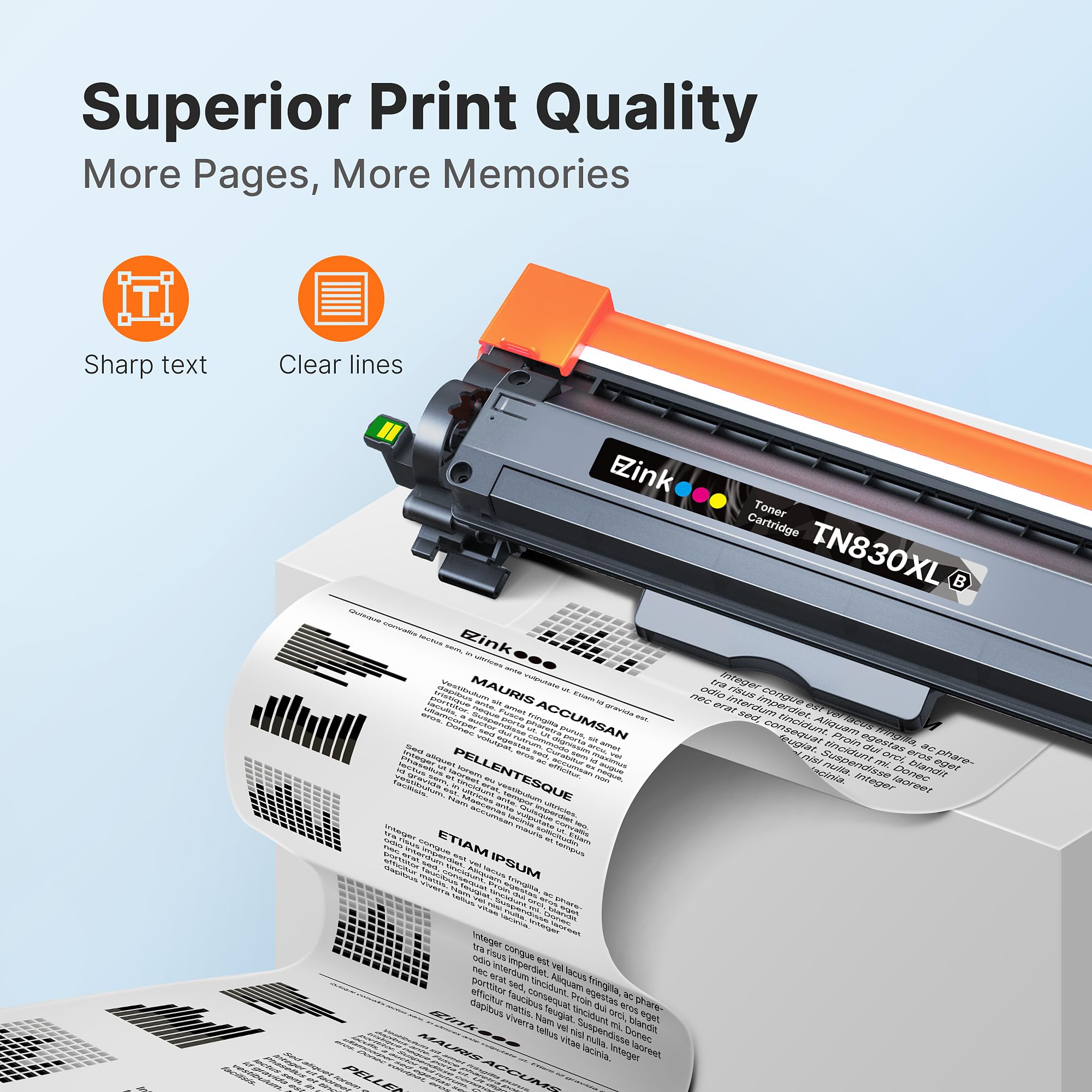 E-Z Ink Compatible Toner Cartridge Replacement for Brother TN830XL TN830 TN 830 Toner Cartridges to use with HL-L2460DW DCP-L2640DW HL-L2480DW HL-L2400D HL-L2405W MFC-L2820DW Printer (3 Black) - Image 3