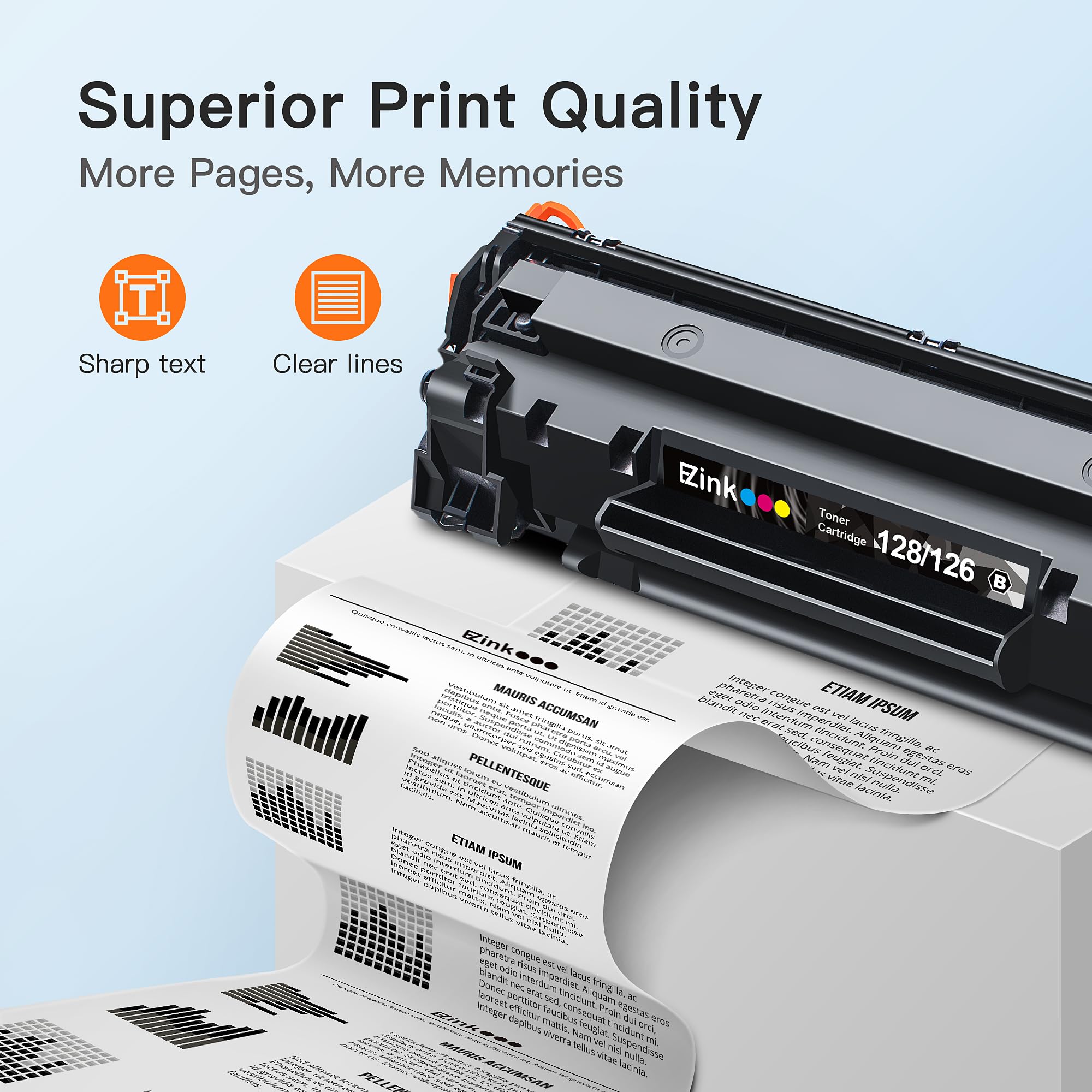 E-Z Ink Compatible Toner Cartridge Replacement for Canon 126 128 Black Toner Cartridge CRG-126 CRG-128 CRG128 for Imageclass D530 L100 L190 LBP6230DW LBP6230 MF4890DW MF4770N MF4880DW (2 Pack) - Image 4