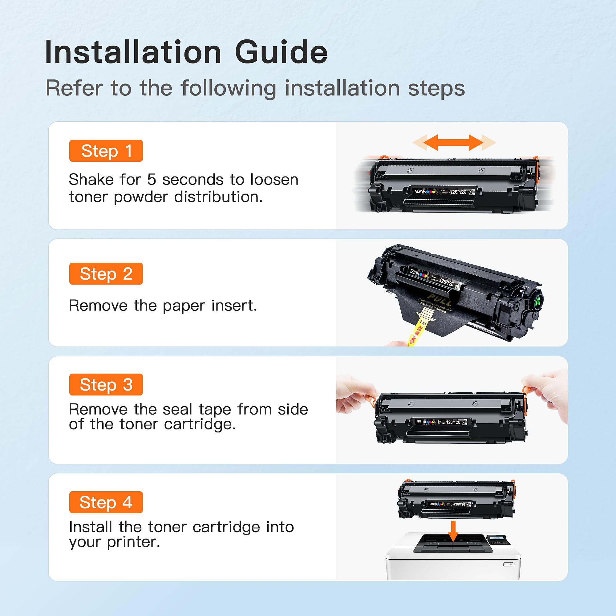 E-Z Ink Compatible Toner Cartridge Replacement for Canon 126 128 Black Toner Cartridge CRG-126 CRG-128 CRG128 for Imageclass D530 L100 L190 LBP6230DW LBP6230 MF4890DW MF4770N MF4880DW (2 Pack) - Image 5