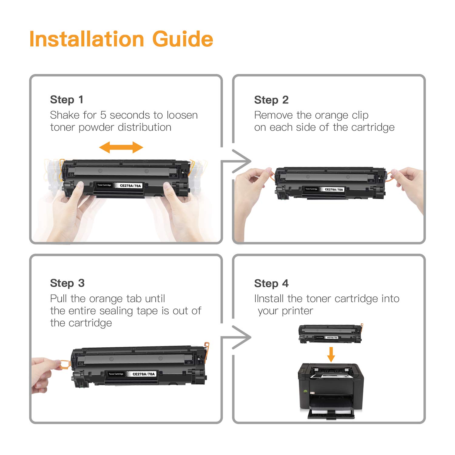 E-Z Ink Compatible Toner Cartridge Replacement for HP 78A CE278A to use with Pro P1606dn, M1536dnf, P1566, P1560, P1606, M1536 Printer (Black，4 Pack) - Image 7