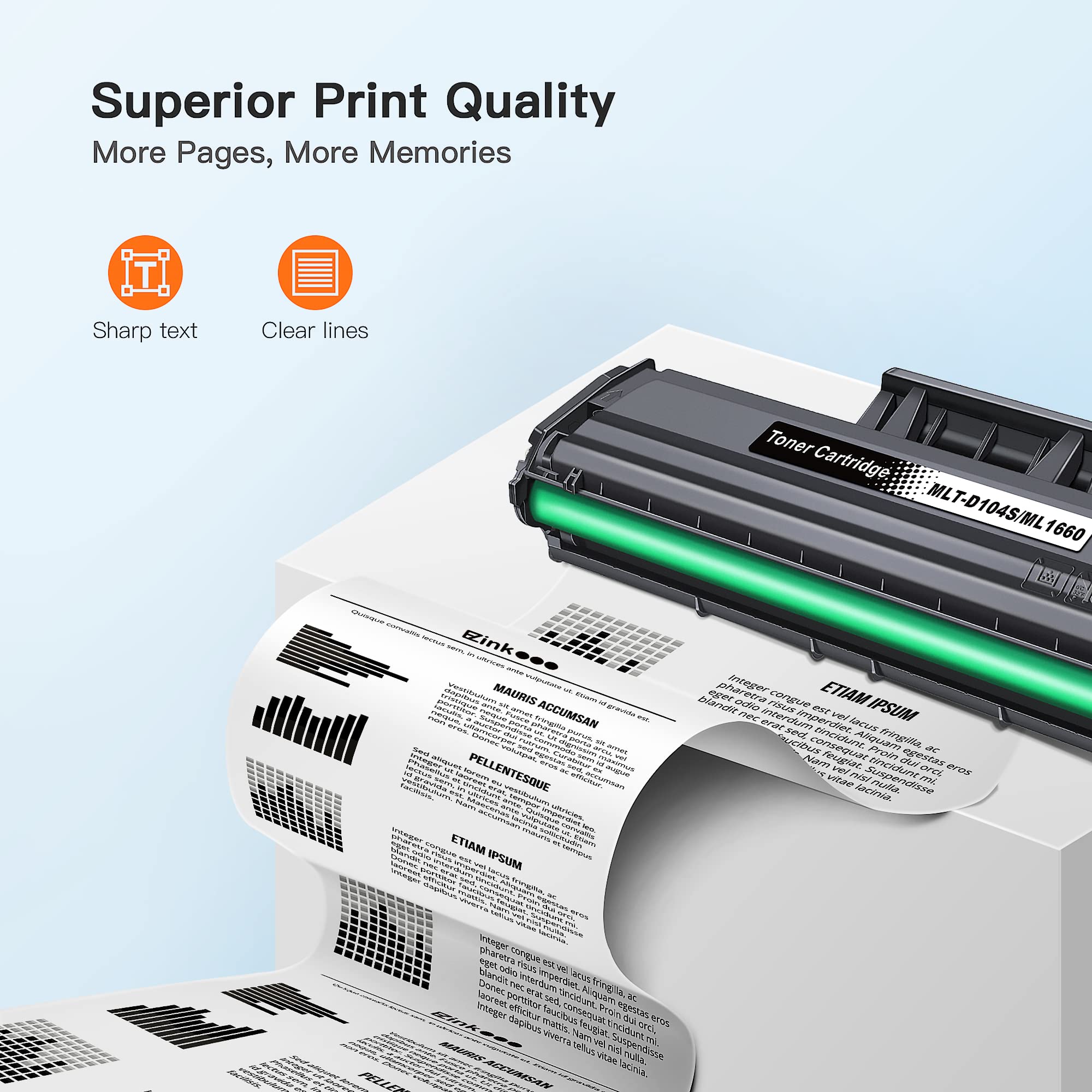 E-Z Ink Compatible Toner Cartridge Replacement for Samsung 104 104S MLT-D104S to use with ML-1660 ML-1661 ML-1667 ML-1665 ML-1675 ML-1666 ML-1865 ML-1865W SCX-3205W Printer (Black, 2 Pack) - Image 4