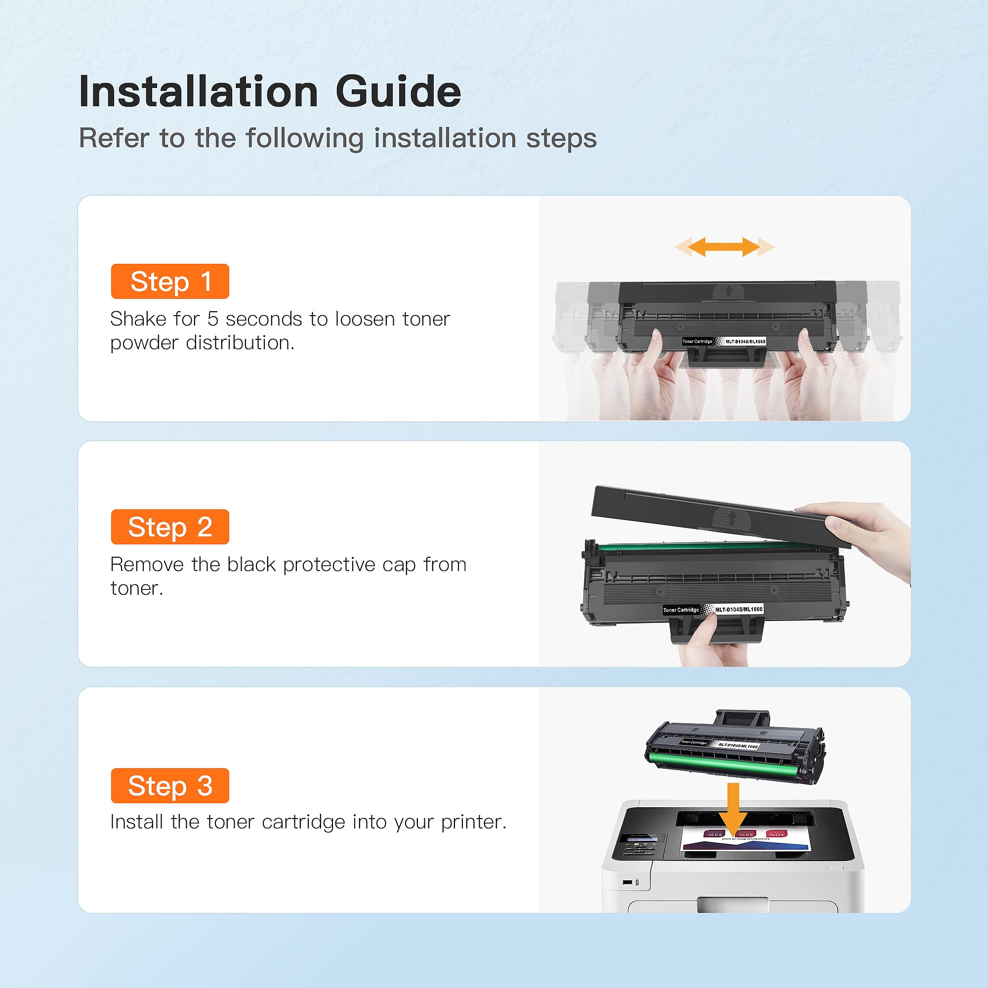 E-Z Ink Compatible Toner Cartridge Replacement for Samsung 104 104S MLT-D104S to use with ML-1660 ML-1661 ML-1667 ML-1665 ML-1675 ML-1666 ML-1865 ML-1865W SCX-3205W Printer (Black, 2 Pack) - Image 6